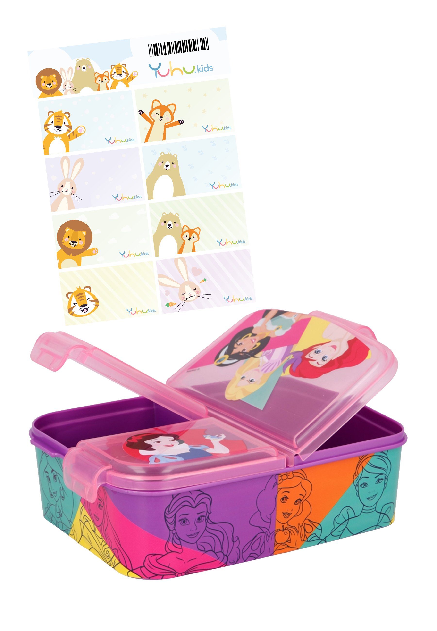 Mädchen Princess Disney Kinder Jasmin Brotdose, Cinderella Schneewittchen Lunchbox Fächern mit 3 Vesperdose Ariel