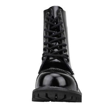 ANGRY ITCH Angry Itch 08-Loch Lackleder Stiefel Schwarz Größe 42 Schnürstiefel aus echtem Leder, mit Stahlkappe