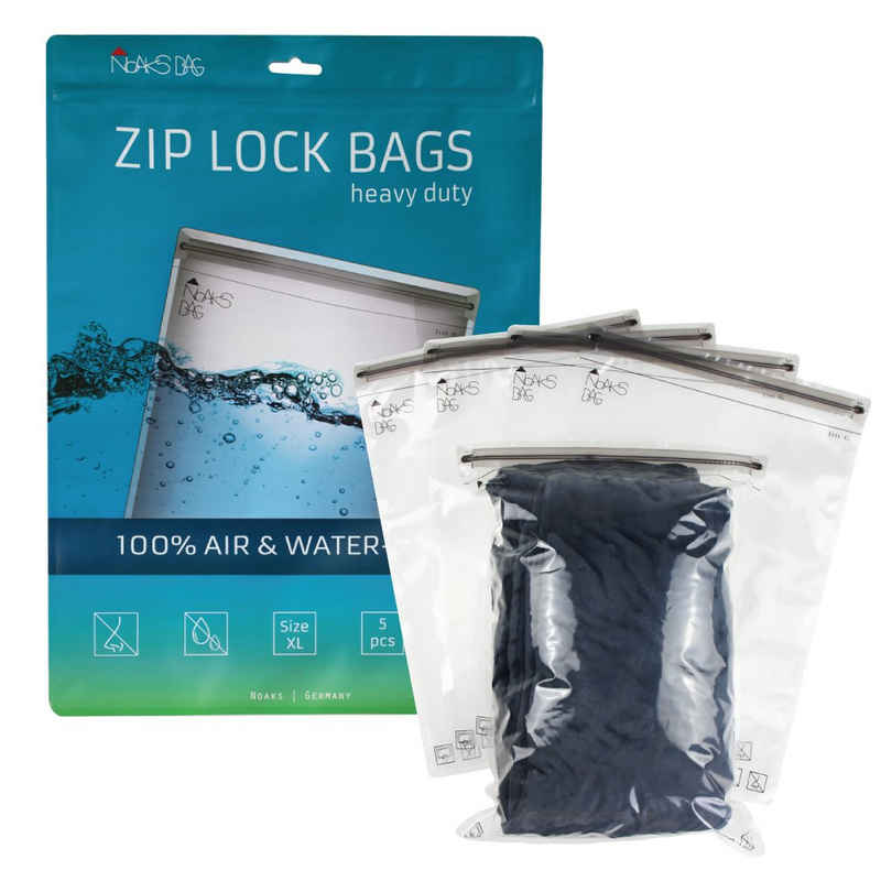 Noaks Aufbewahrungstasche Noaks Bag, das Original, 100 % geruchs- und wasserdicht, 5 Zip-Beutel, Dokumententasche, Reise Pack-Beutel Vakuum
