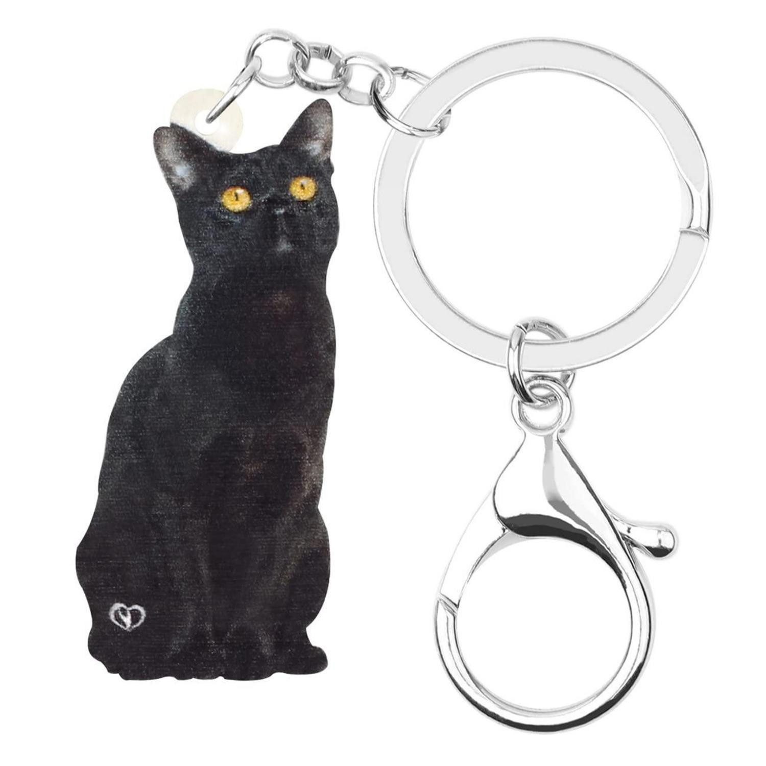 LuxusKollektion Schlüsselanhänger Schlüsselanhänger Katze Acryl Schwarz