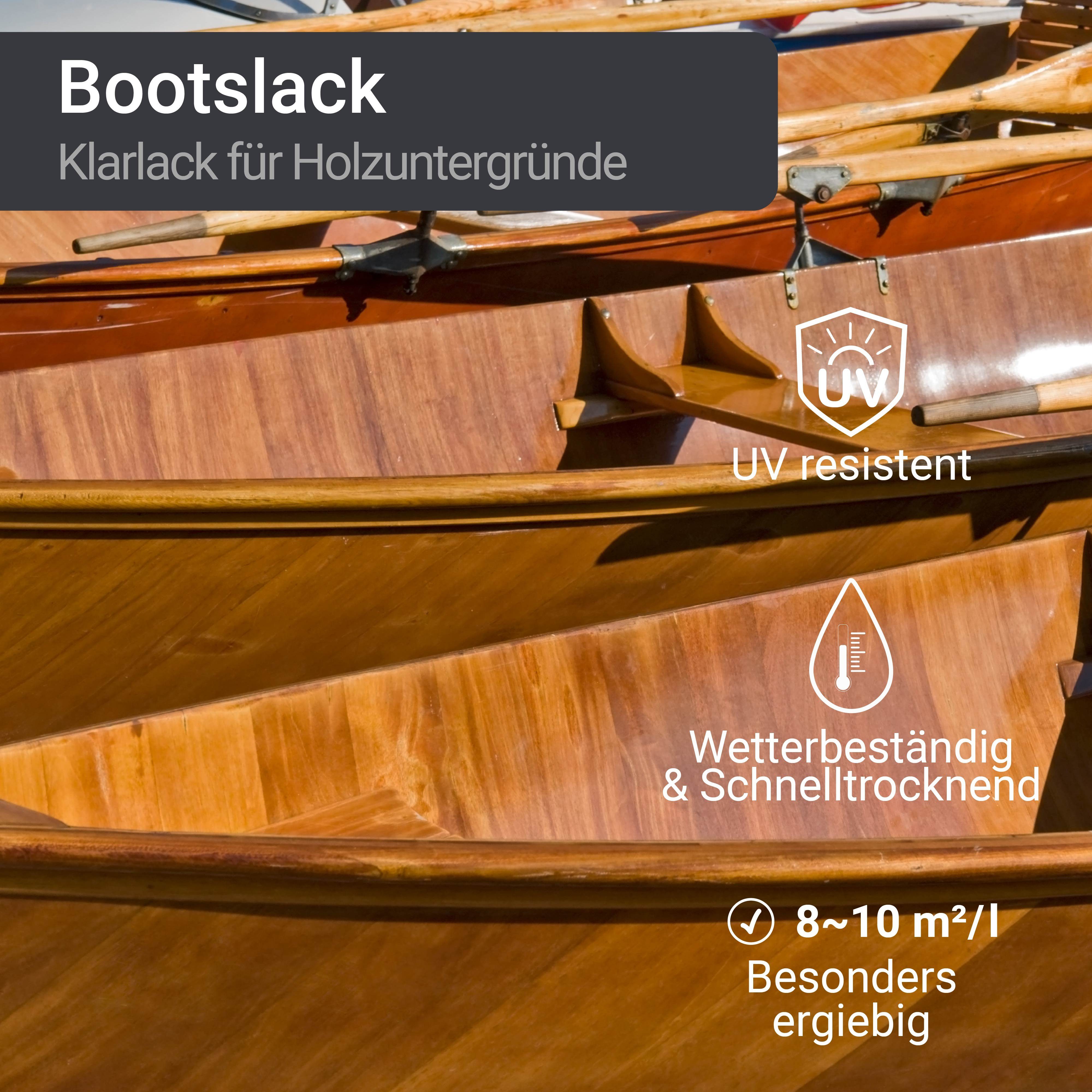 WO-WE Lack Bootslack Schiffslack Lösemittelbasis Seidenglänzend, W400, 1-5L, Yachtlack Farblos Parkettlack