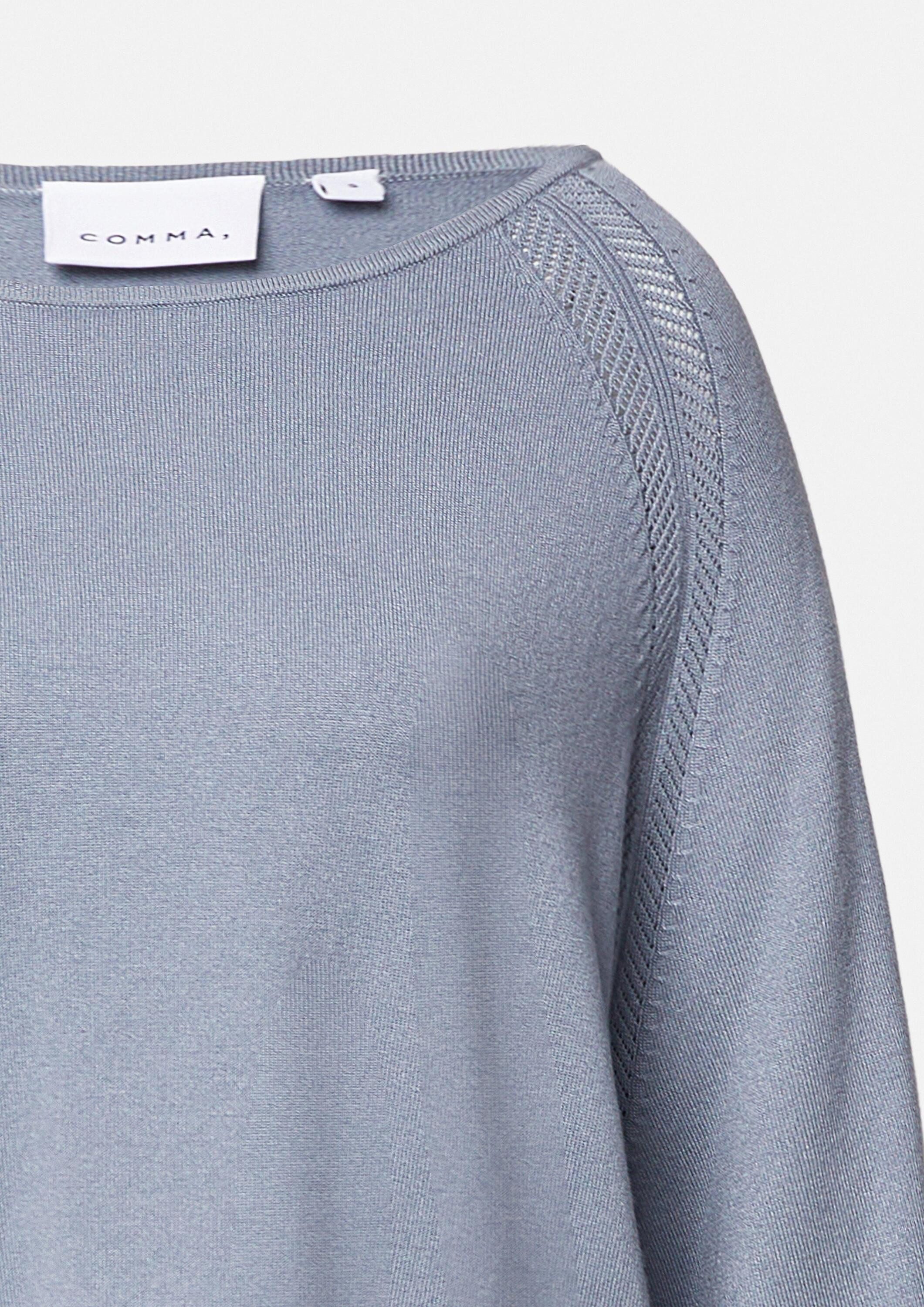 comma 3/4 Arm-Pullover Strickpullover Oversized Pullover aus Feinstrick mit Lochmuster