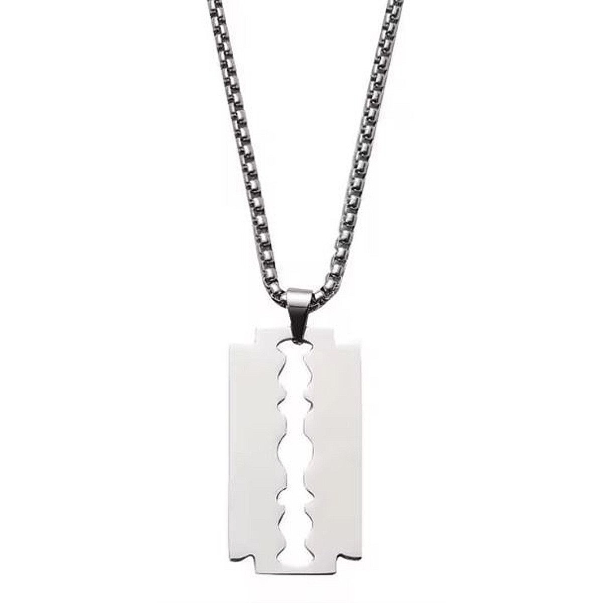 KARMA Kette mit Anhänger Herrenkette Edelstahl Silber mit Anhänger Rasierkl günstig online kaufen