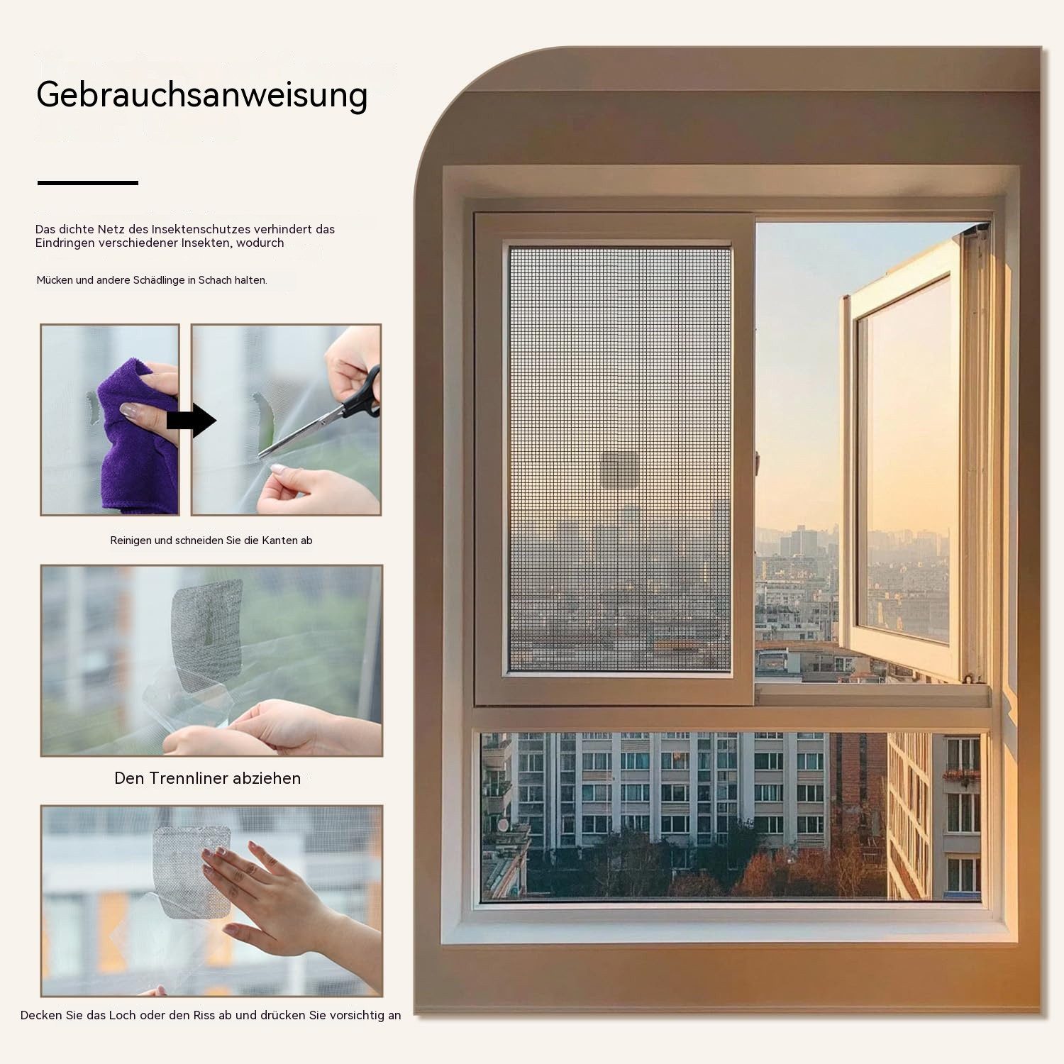 Ledander Insektenschutz-Fensterrahmen Fliegengitter Reparatur Set 16 Stück, 4 Größen Fensterbildschirm, (16-St), Fliegengitter Reparaturband für Fenster, selbst – Bild 4 von 5