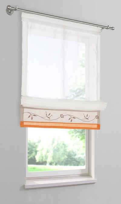 Raffrollo Sorel, my home, mit Klettband, Transparent, Bestickt, Polyester