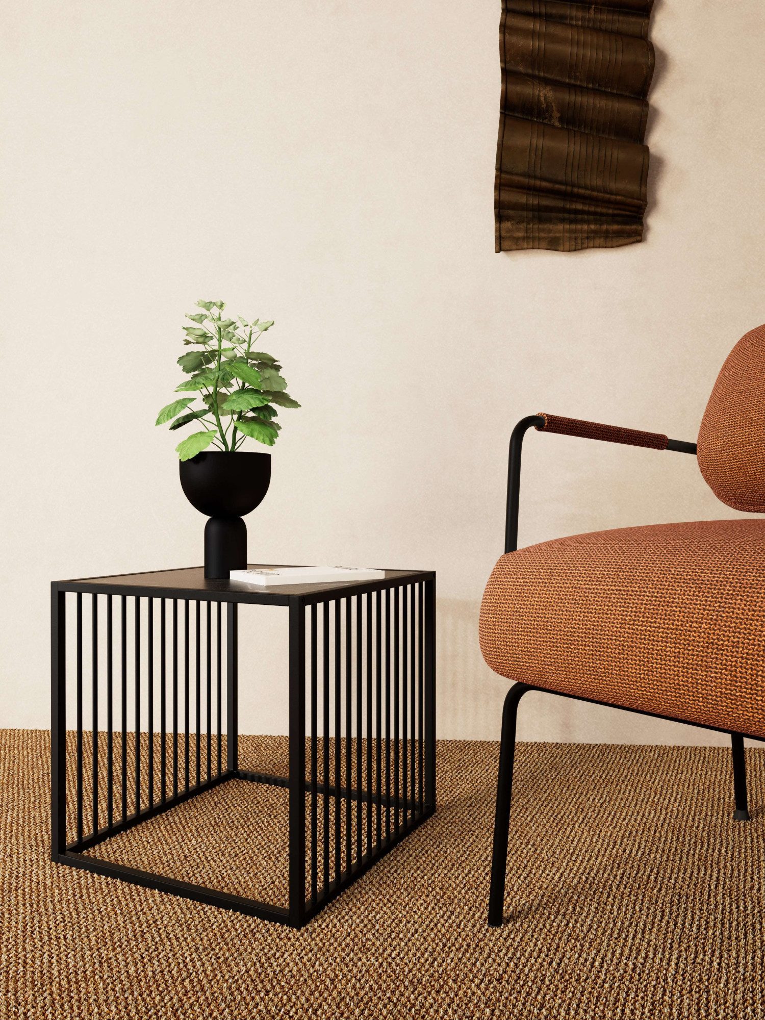 ACTONA GROUP Beistelltisch Kaffeetisch, Beistelltisch, Ecktisch, Tischplatte Izmir schwarz, Maße 40x40x40cm