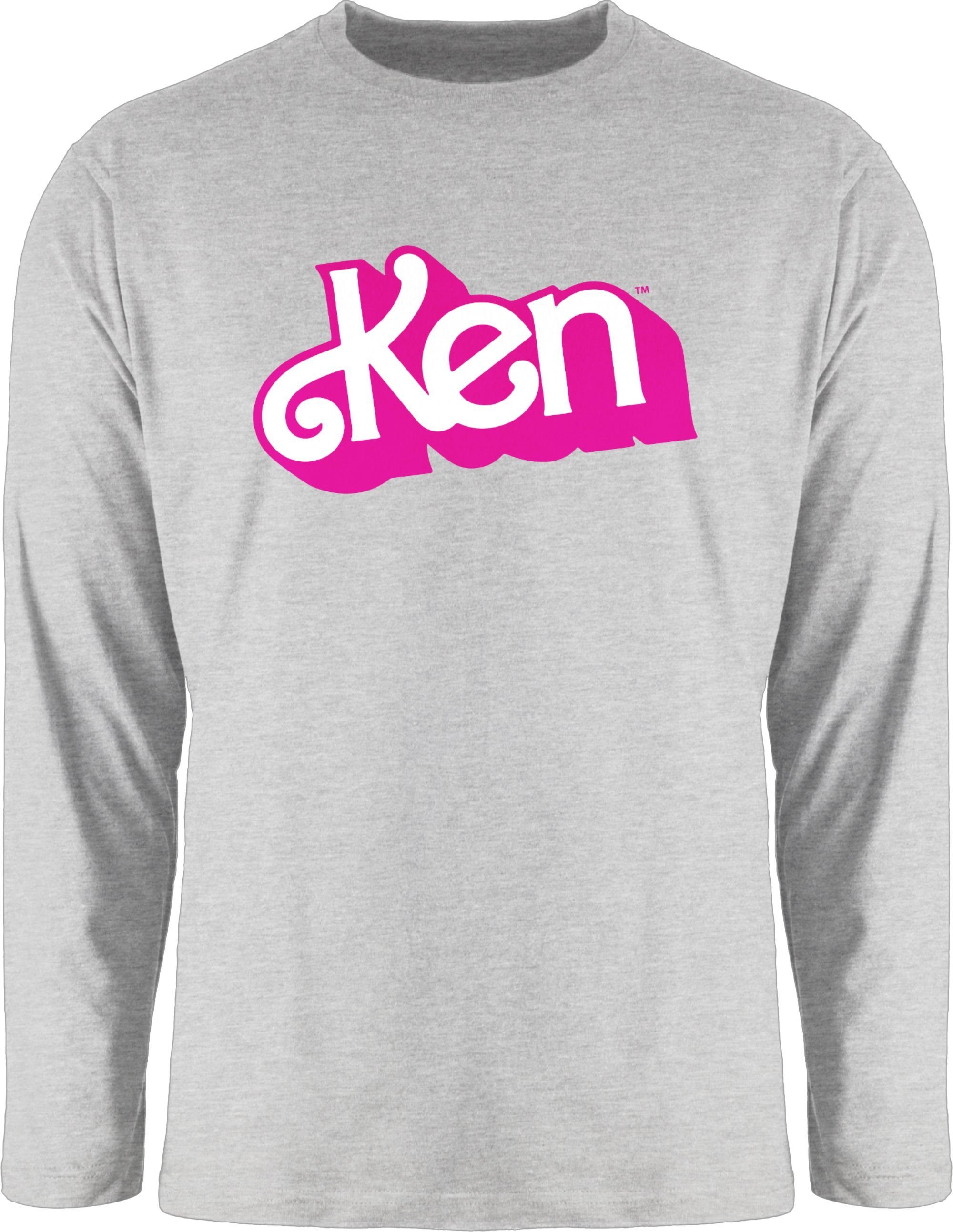 Shirtracer Rundhalsshirt Ken Logo Barbie Herren 2 Grau meliert
