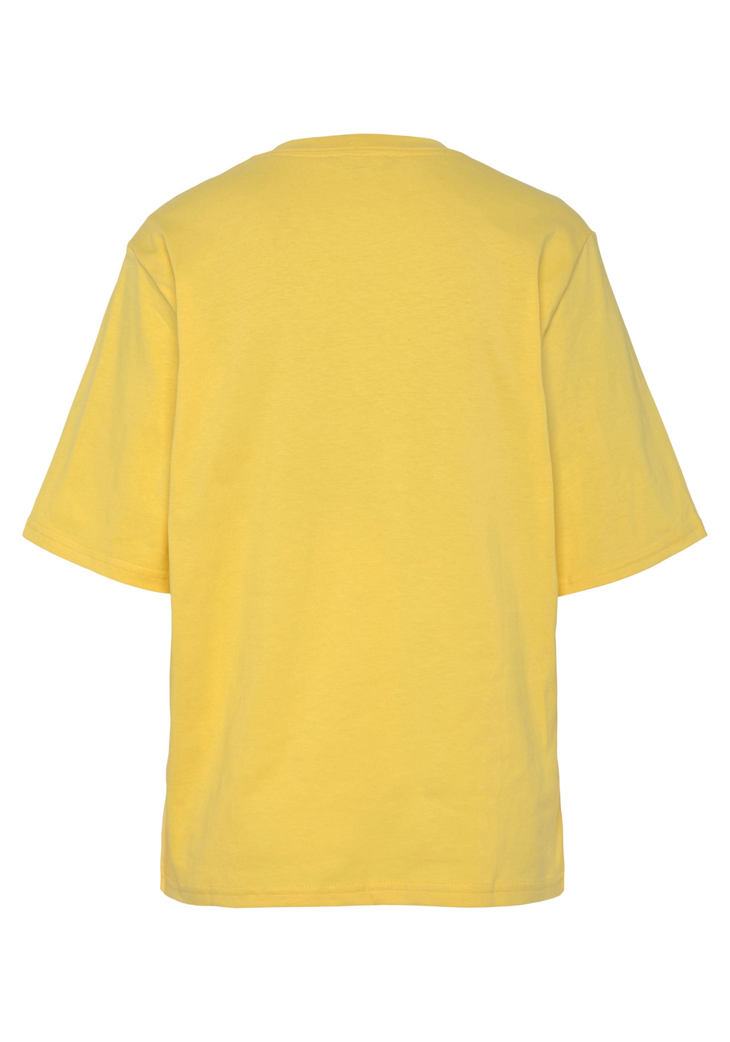 United Colors of der mit gelb T-Shirt Brust Logodruck Benetton auf