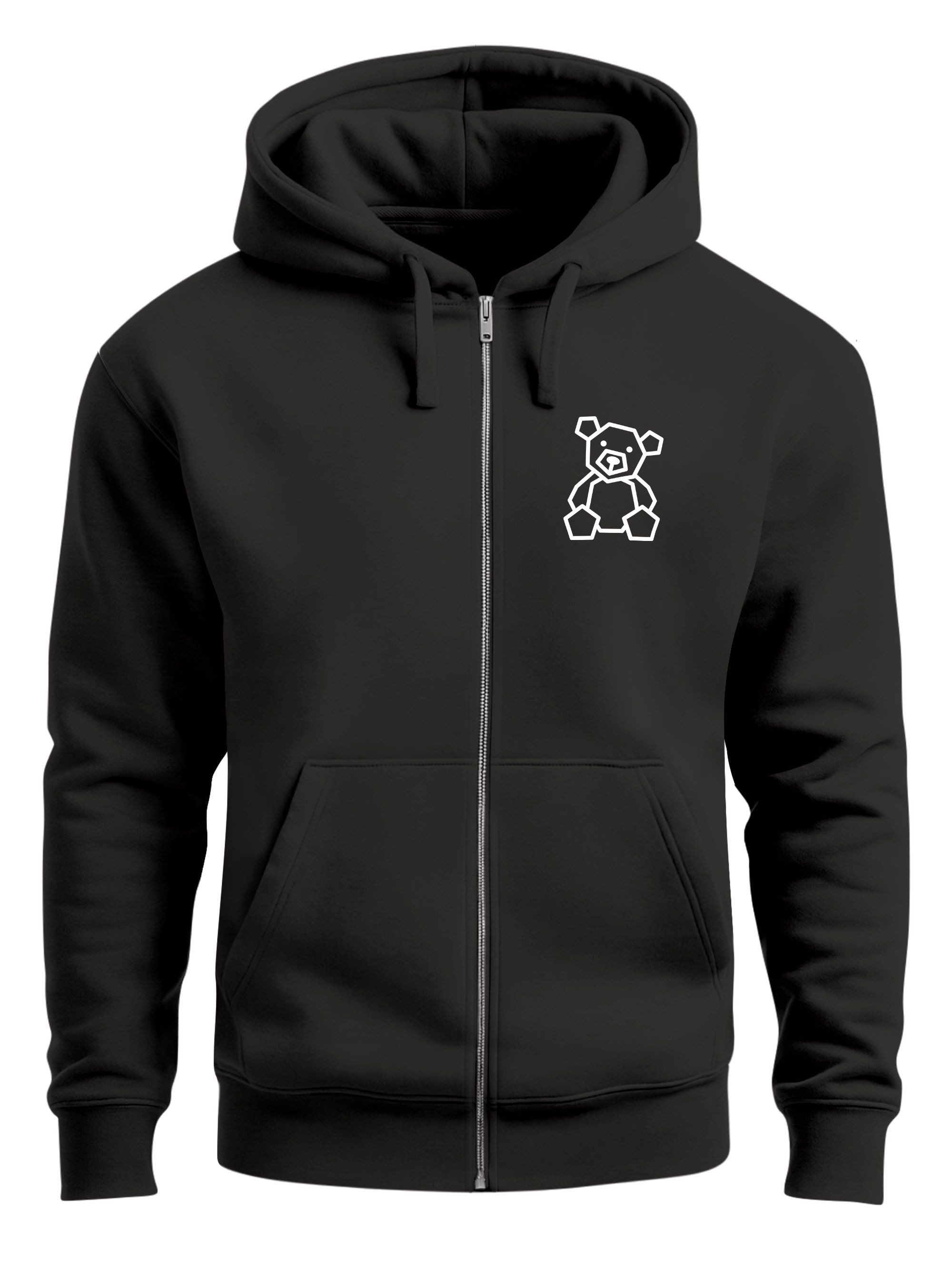 Sweatjacke Herren Sweatjacke mit Kapuze Teddy Print Logo Zipjacke Zip-Hoodie