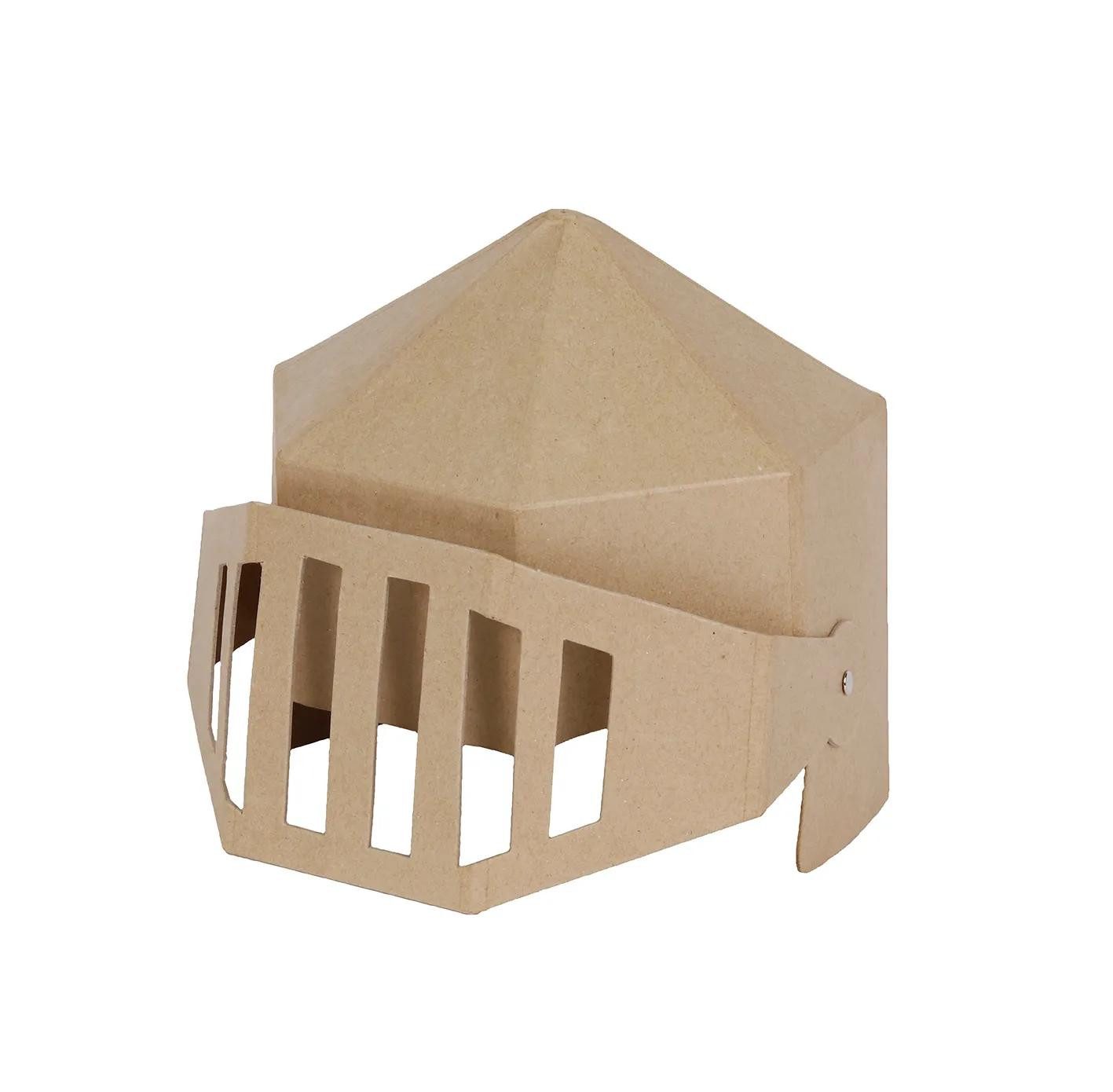 Papierdekoration Braunes Pappmaché, Ritterhelm für Kinder 24x25x20cm Kartonbraun AC883C