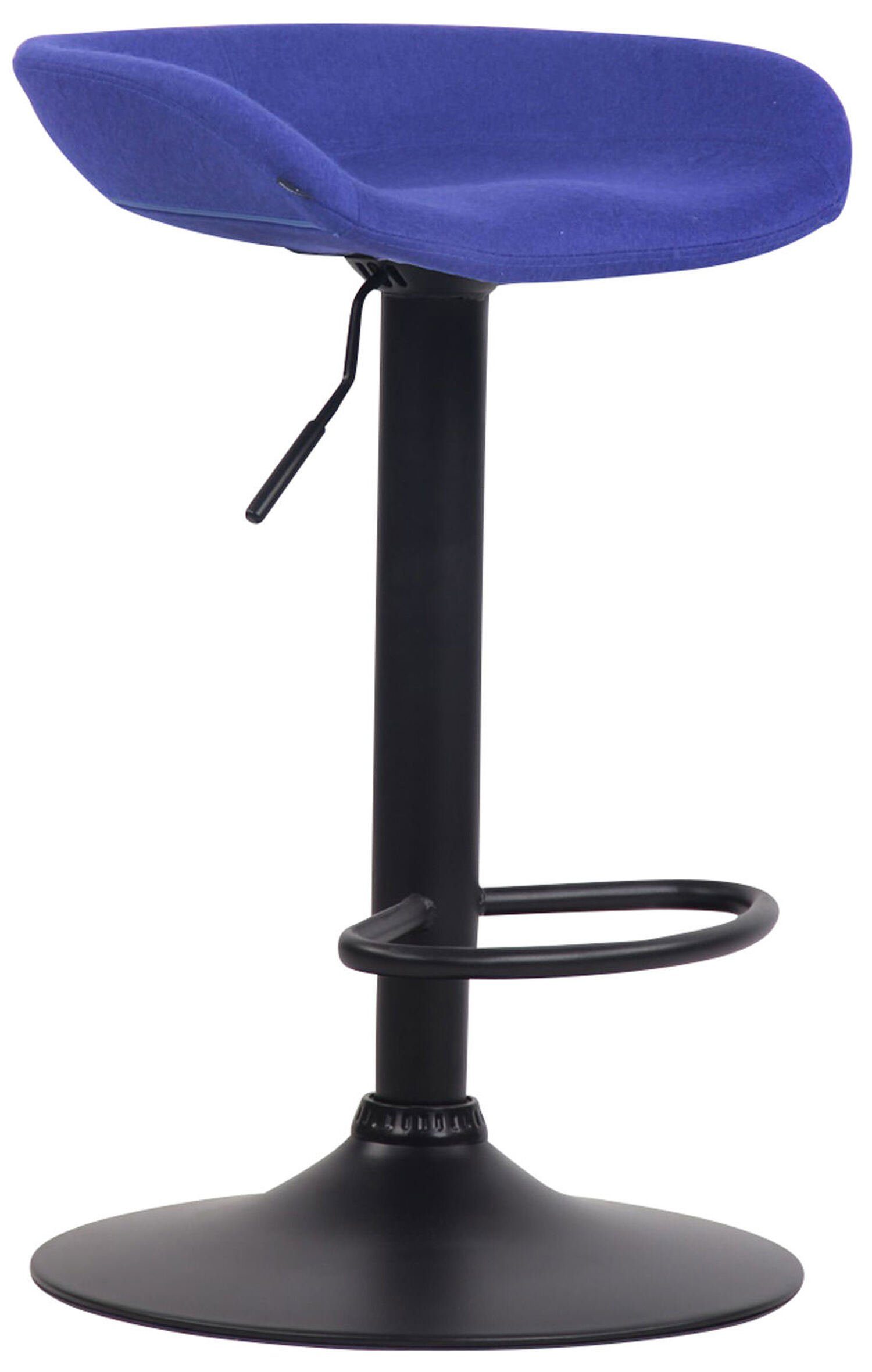 TPFLiving Barhocker Anna mit angenehmer Fußstütze (Barstuhl Hocker für Theke & Küche - 360° drehbar und höhenverstellbar), Gestell Metall chrom - Sitzfläche: Filz Blau