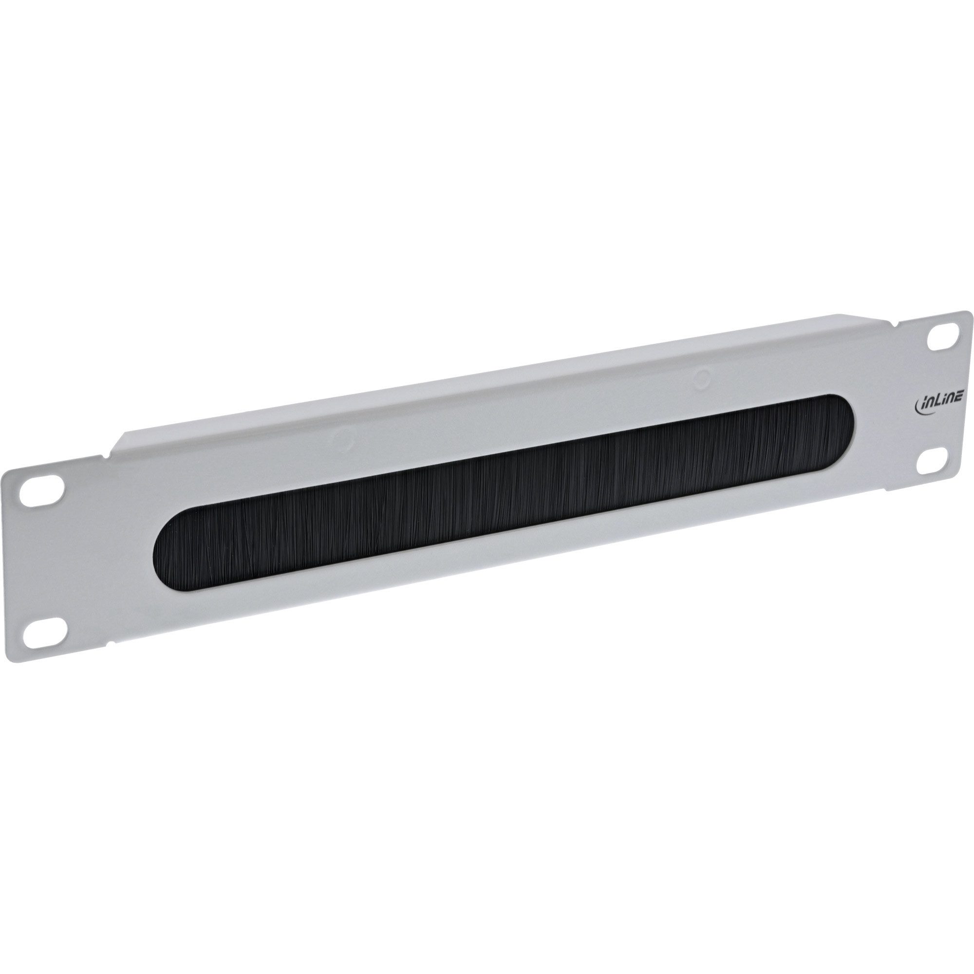 InLine® 10" Kabel Durchführungsplatte mit Bürste, 1HE, RAL 7035 grau Netzwerk-Patch-Panel