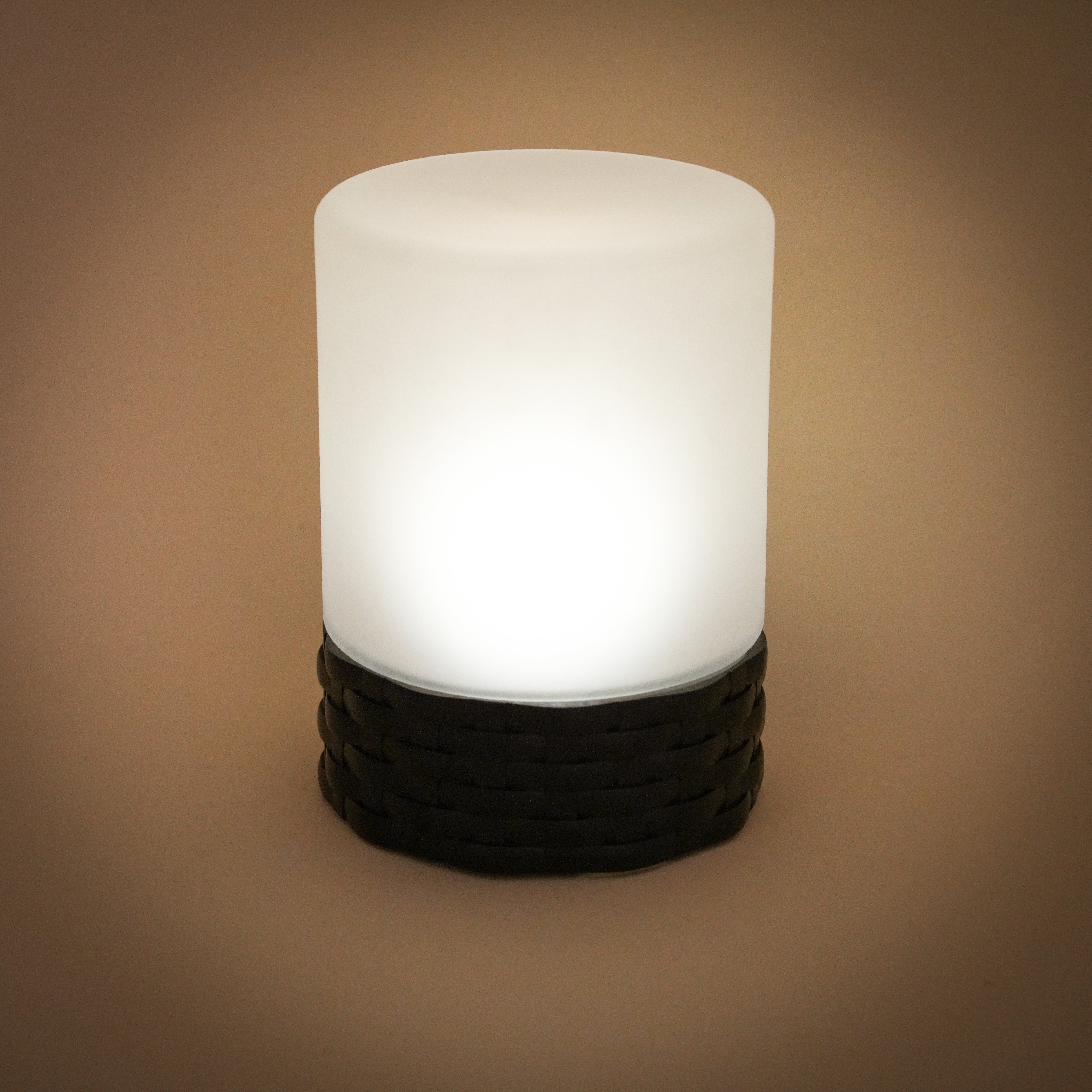 esotec LED Außen-Tischleuchte Solar Echtglas Tischleuchte Rattan Style, 4100K neutralweiß 102075