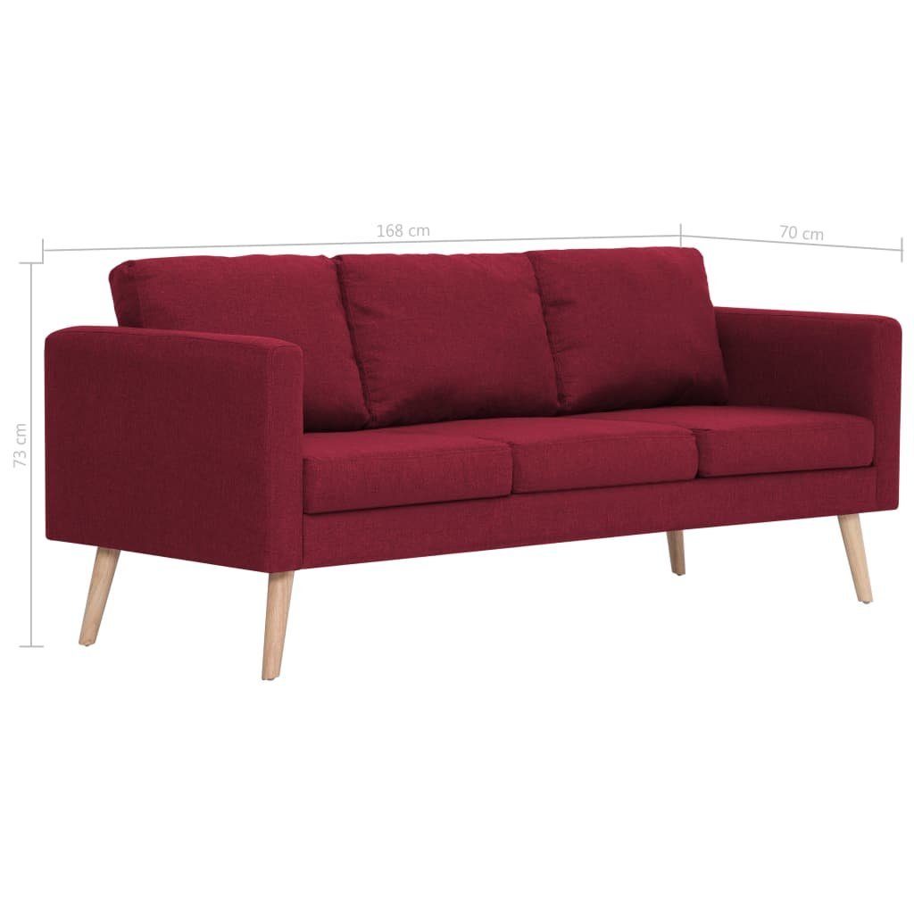 Couch Sofa Weinrot vidaXL 3-Sitzer-Sofa Stoff