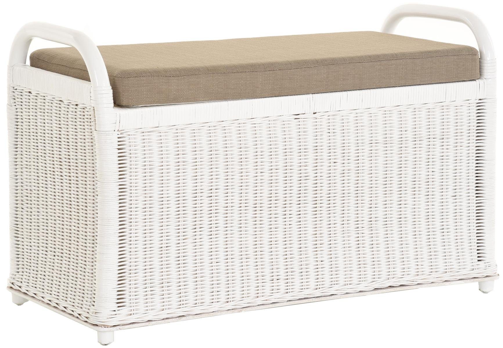 Krines Home Sitzbank Rattan Bank Sitzbank Sitzhocker mit Stauraum gepolstert Wäschetruhe 80, gepolsterter Deckel
