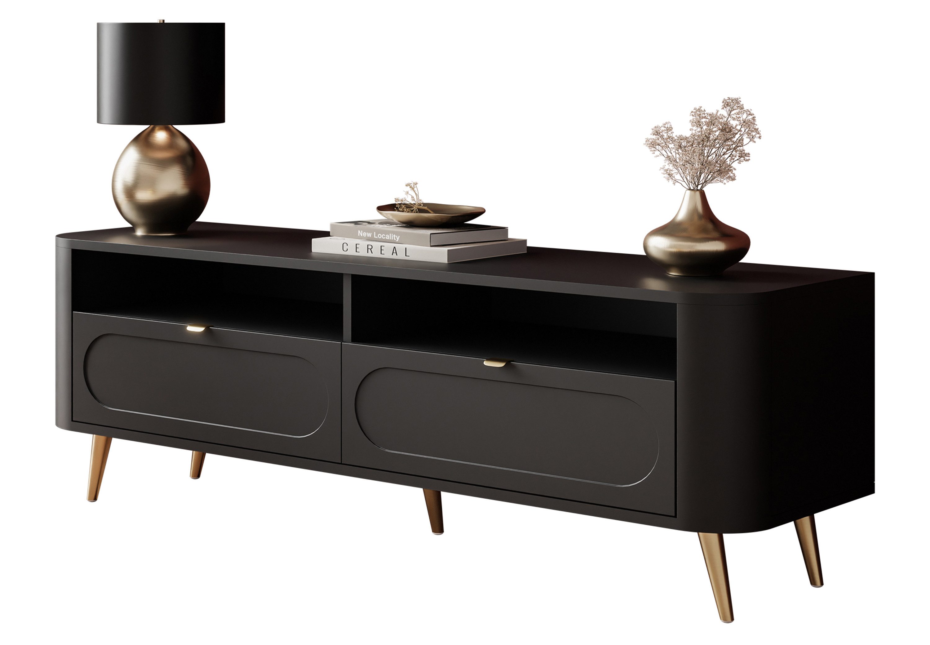 Lookway TV-Schrank SHADOW 2S II mit Schubladen und wählbaren Metallbeinen Breite: 138 cm