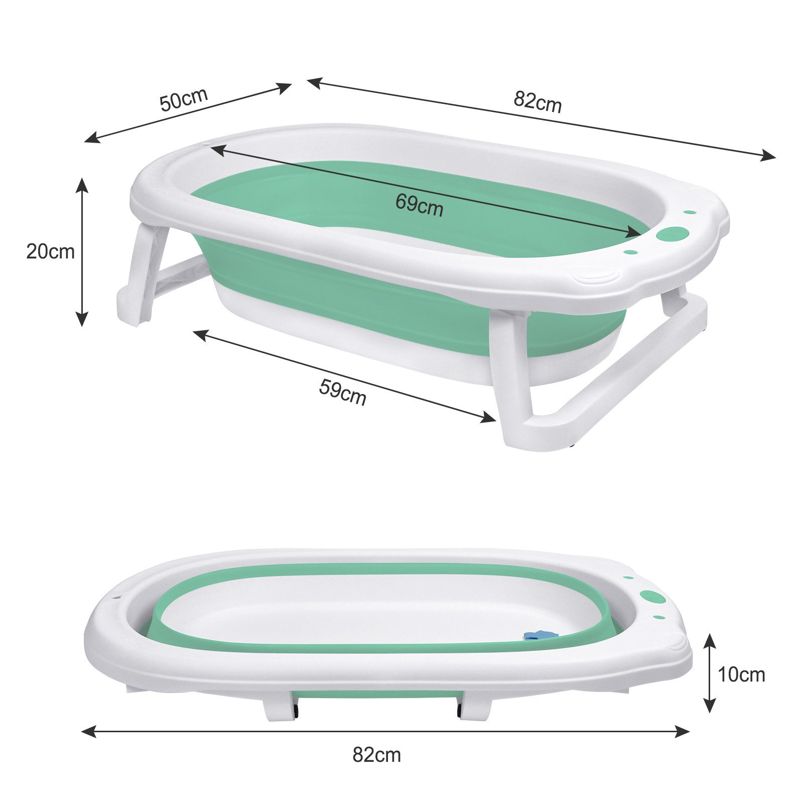 FIVMEN Babybadewanne Faltbare Babywanne mit rutschfesten Füßen für Babys und Neugeborene, inkl. Bade Sitzkissen, folding bathtub, platzsparend