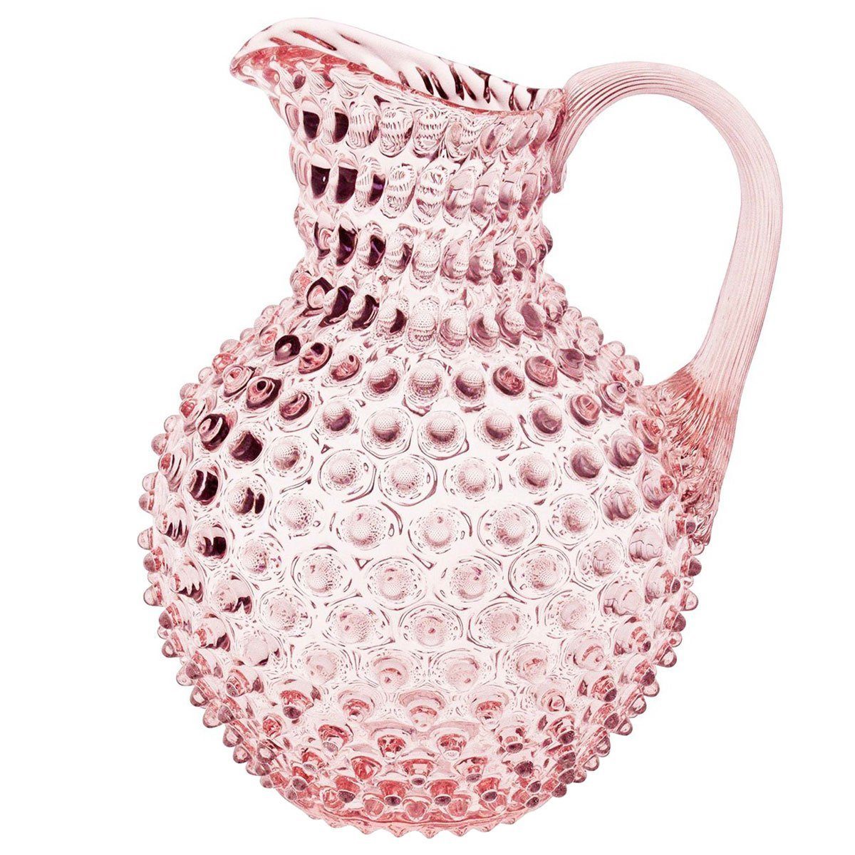 KLIMCHI Wasserkrug für 2 Liter; Hobnail Krug aus mundgeblasenem Glas mit Nuppenstruktur