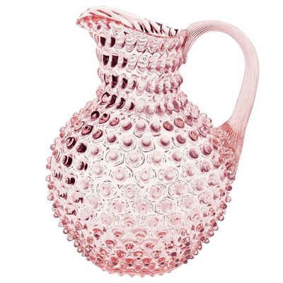 KLIMCHI Wasserkrug für 2 Liter; Hobnail Krug aus mundgeblasenem Glas mit Nuppenstruktur