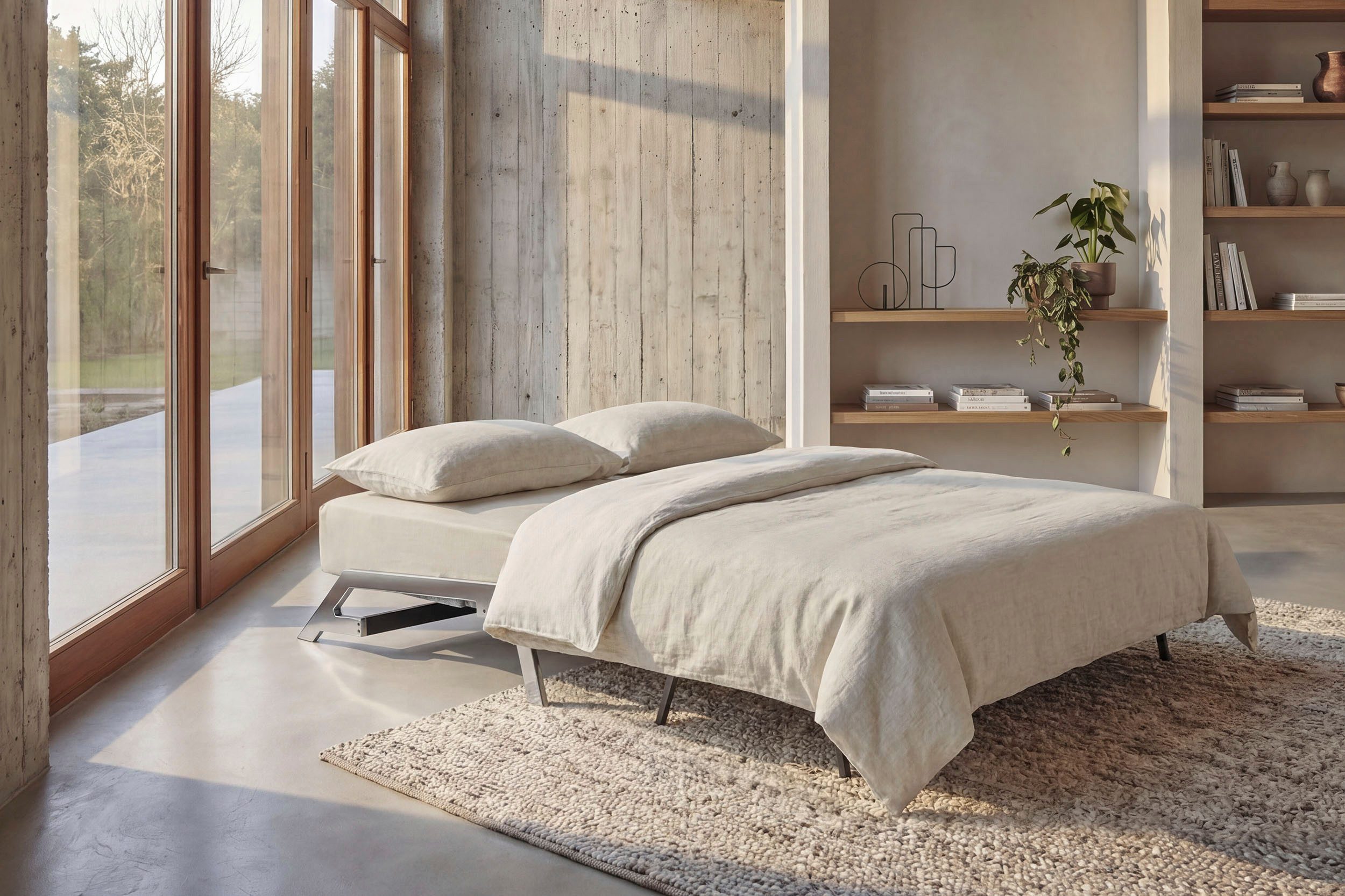 INNOVATION LIVING ™ Schlafsofa Cubed Klappsofa, hochwertige Schlaffunktion, Design und extra Komfort, Frontauszug, sehr platzsparend, abgewinkelt Sitzen, waagerecht liegen