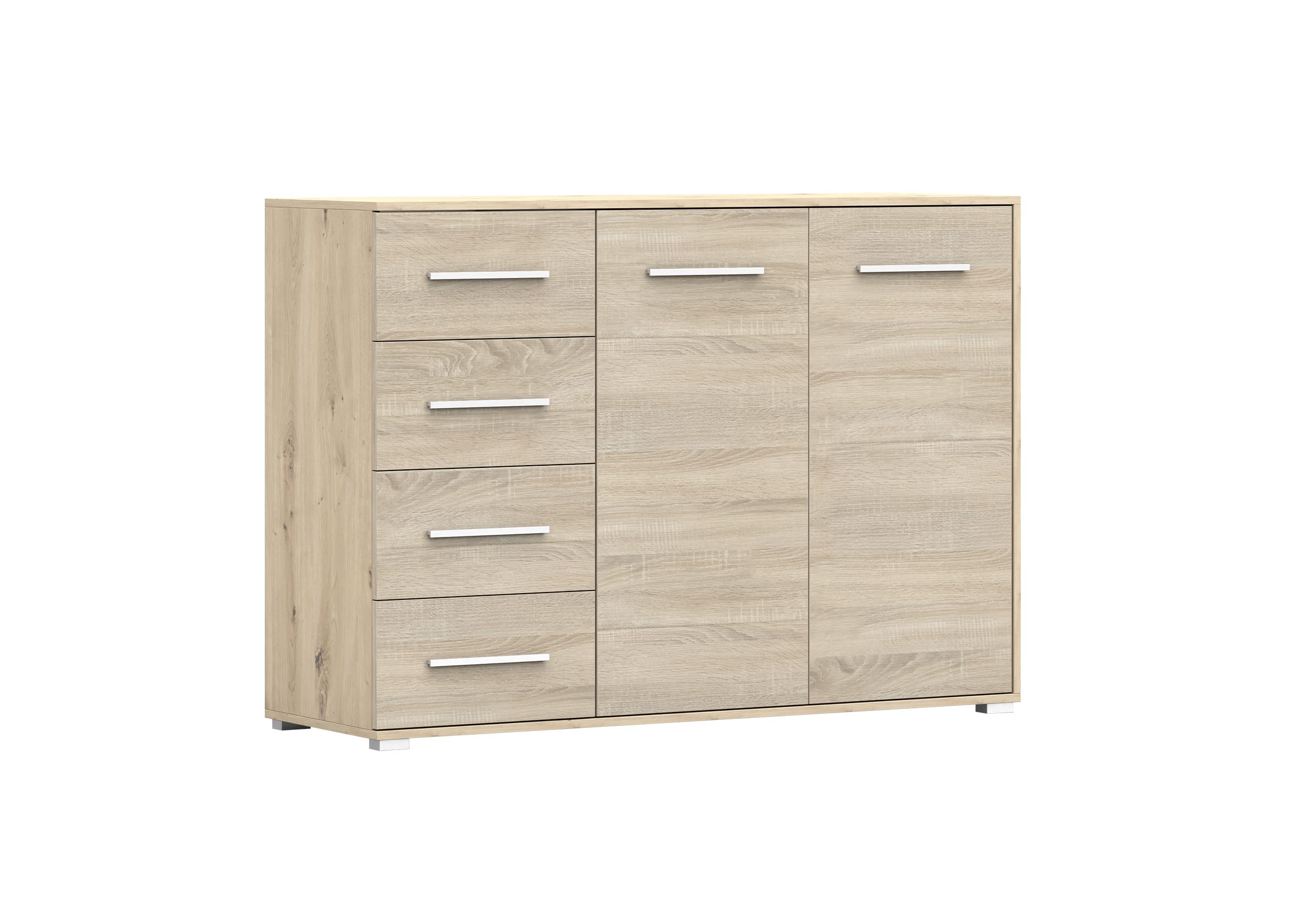 MOEBLO Kommode KOM001 (Kommode Sideboard Schubladenkommode, Highboard Schrank Beistelltisch mit 2 Türen und 4 Schubladen), (BxHxT): 135x95x45 cm