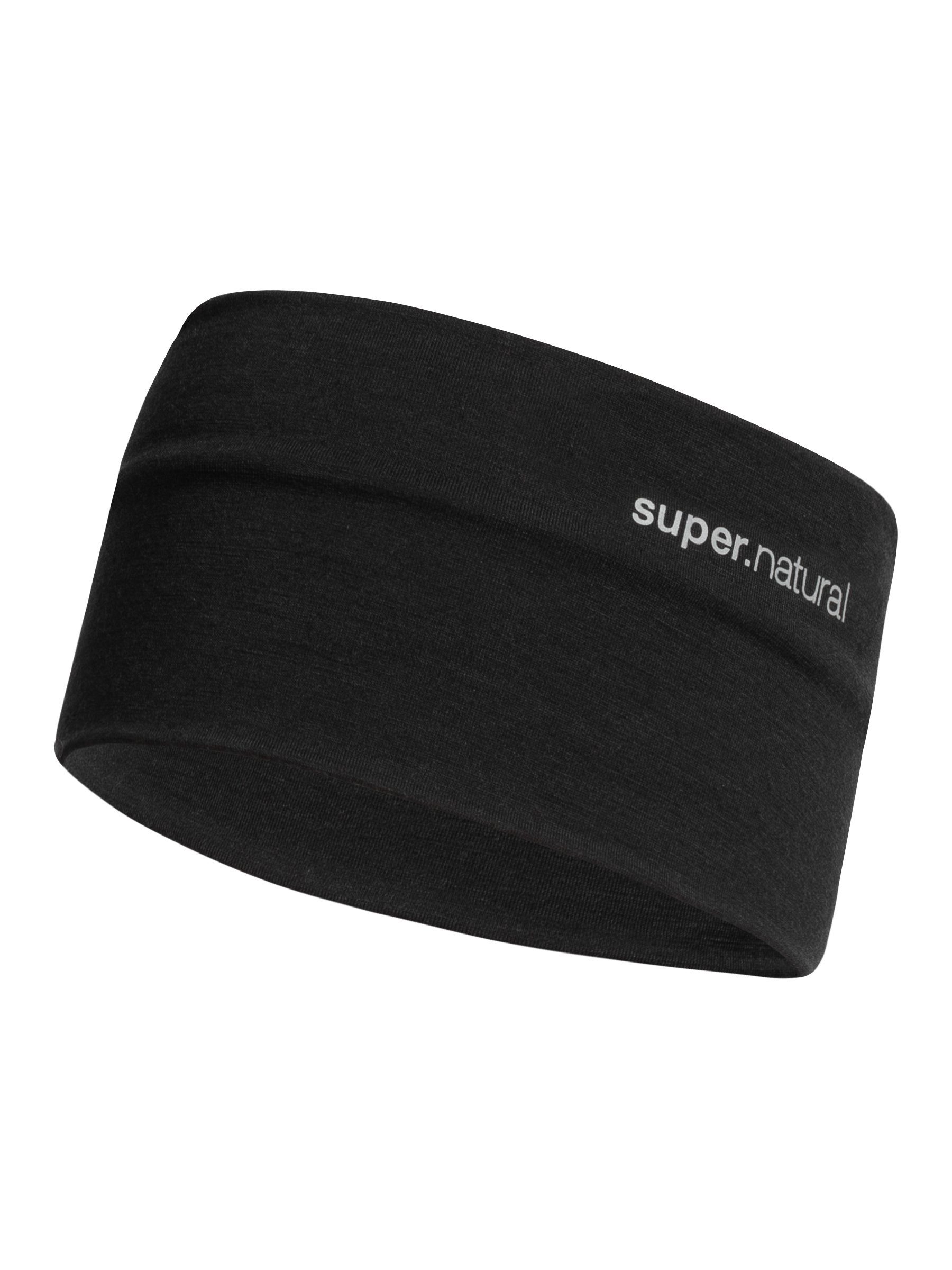 SUPER.NATURAL Stirnband Merino wärmender JET Stirnband HEADBAND WANDERLUST Merino-Materialmix BLACK