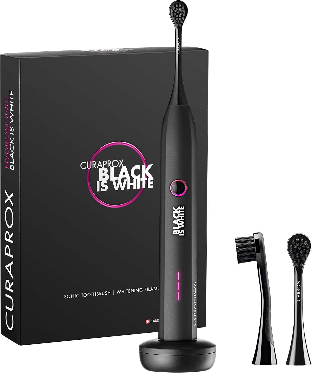 CURAPROX Schallzahnbürste Curaprox Schallzahnbürste Black is white-Hydrosonic Ladegerät Case
