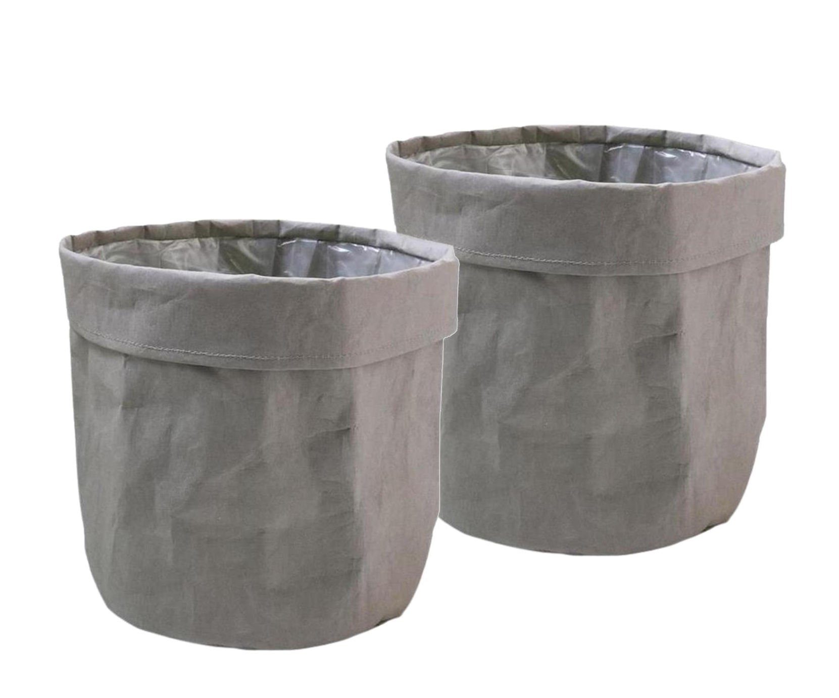 Spetebo Übertopf Papier Blumentopf 32x30 cm - 2er Set Kraftpapier taupe (2e günstig online kaufen
