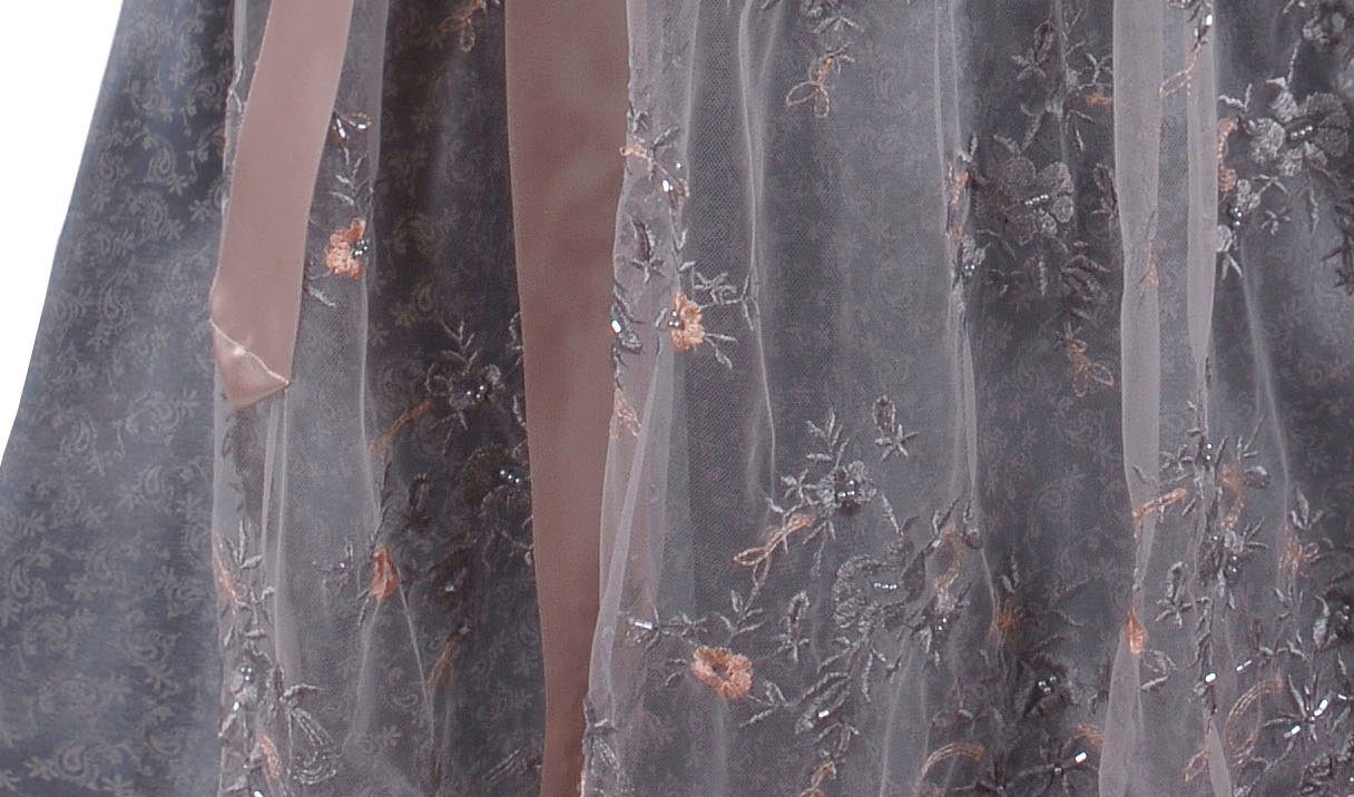Moschen-Bayern Dirndl Midi Dirndl kurz Damen Trachtenkleid Oktoberfest Wiesn-Dirndl 70 cm Spitzenschürze elegant festlich Hochzeit Silber-Grau Kurz, Trachtenkleid, Midi, Stickerei, Hochzeit, Spitze, festlich, Dirndl