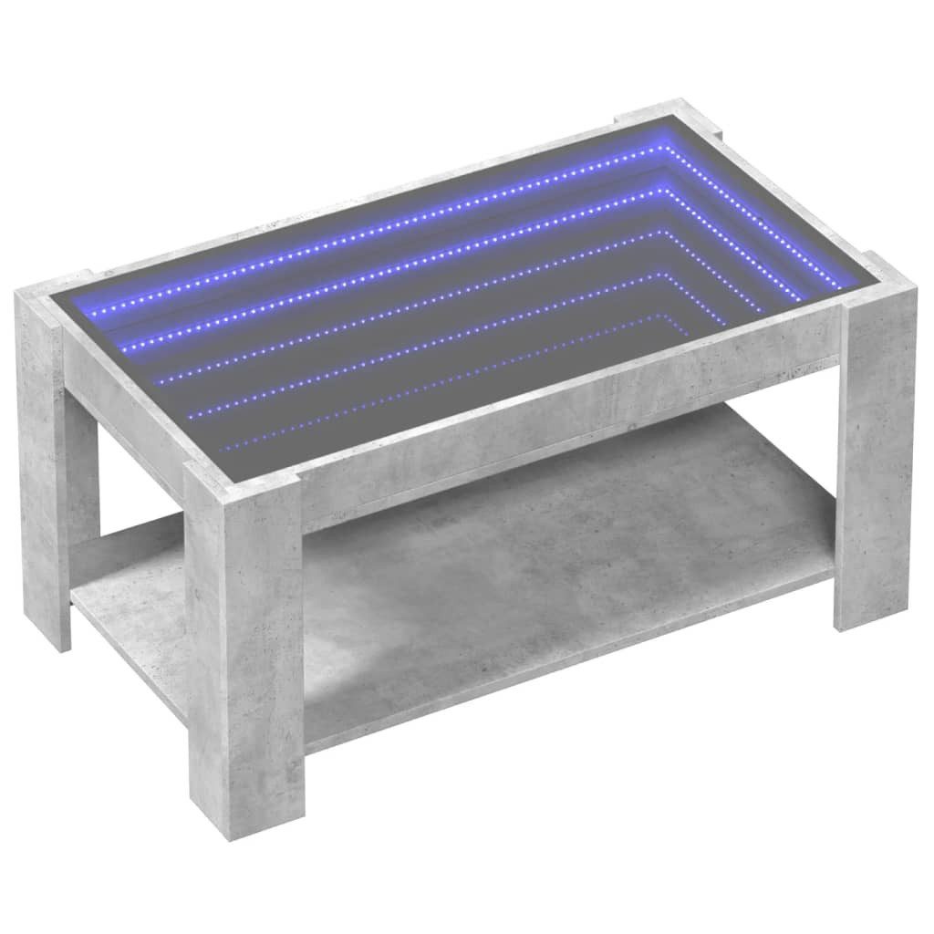 vidaXL Couchtisch LED-Couchtisch Betongrau 93x53x45 cm Holzwerkstoff (1-St)