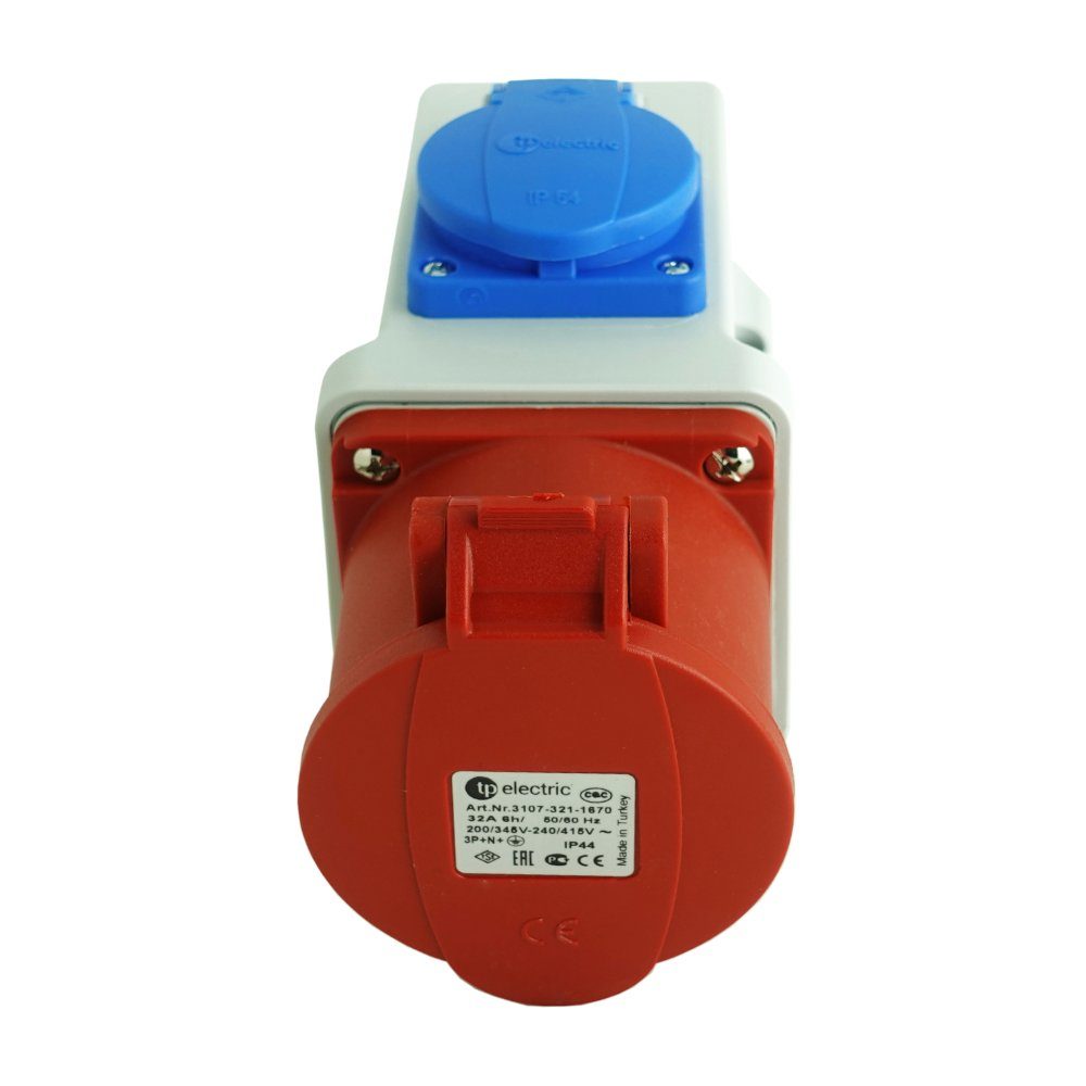 TP Electric Steckdose Combo Wandsteckdose 5-polig CEE 16A IP44 Schuko 230V, 1-St.