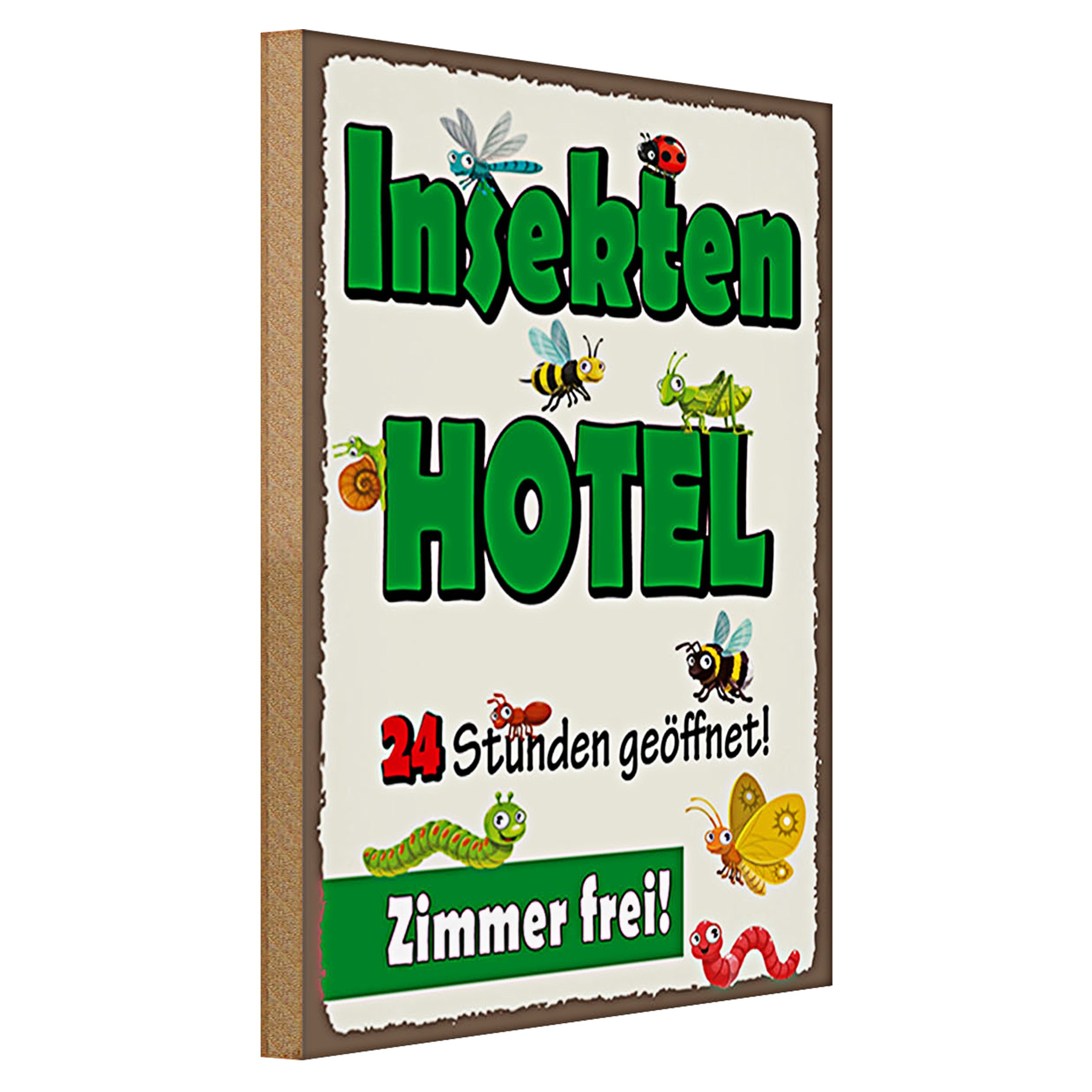 Roomando Holzbild Hinweis 30x40cm Insektenhotel Zimmer frei