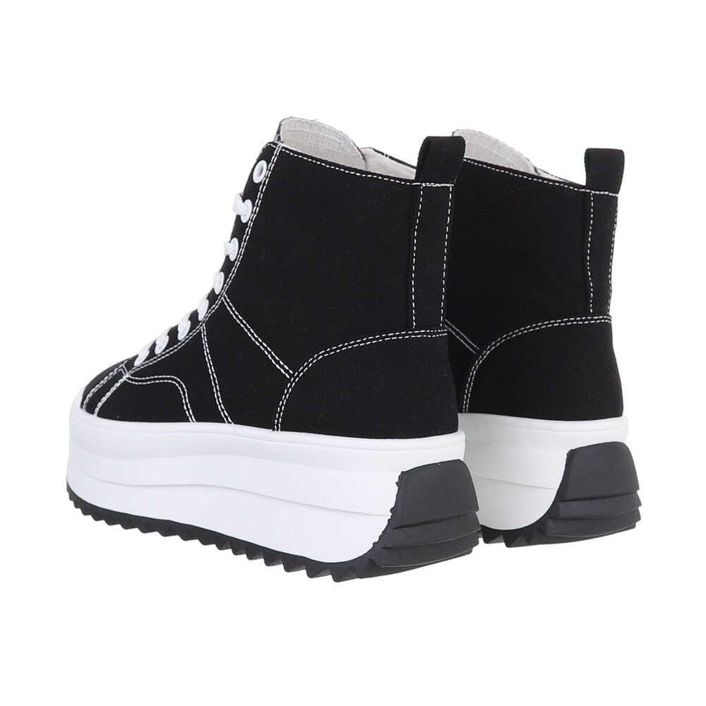 Ital-Design Komfortable Sneakers mit hoher Sohle und modischem Design Sneakerboots (85960100) Flach Sneakers High in Schwarz