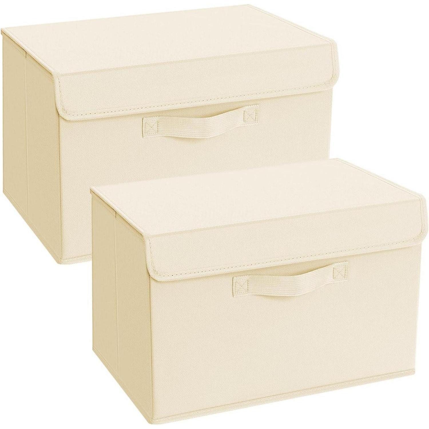 LuxusKollektion Faltbox Aufbewahrungsboxen Deckel Griff Stoff 2 Stück Lichtbeige