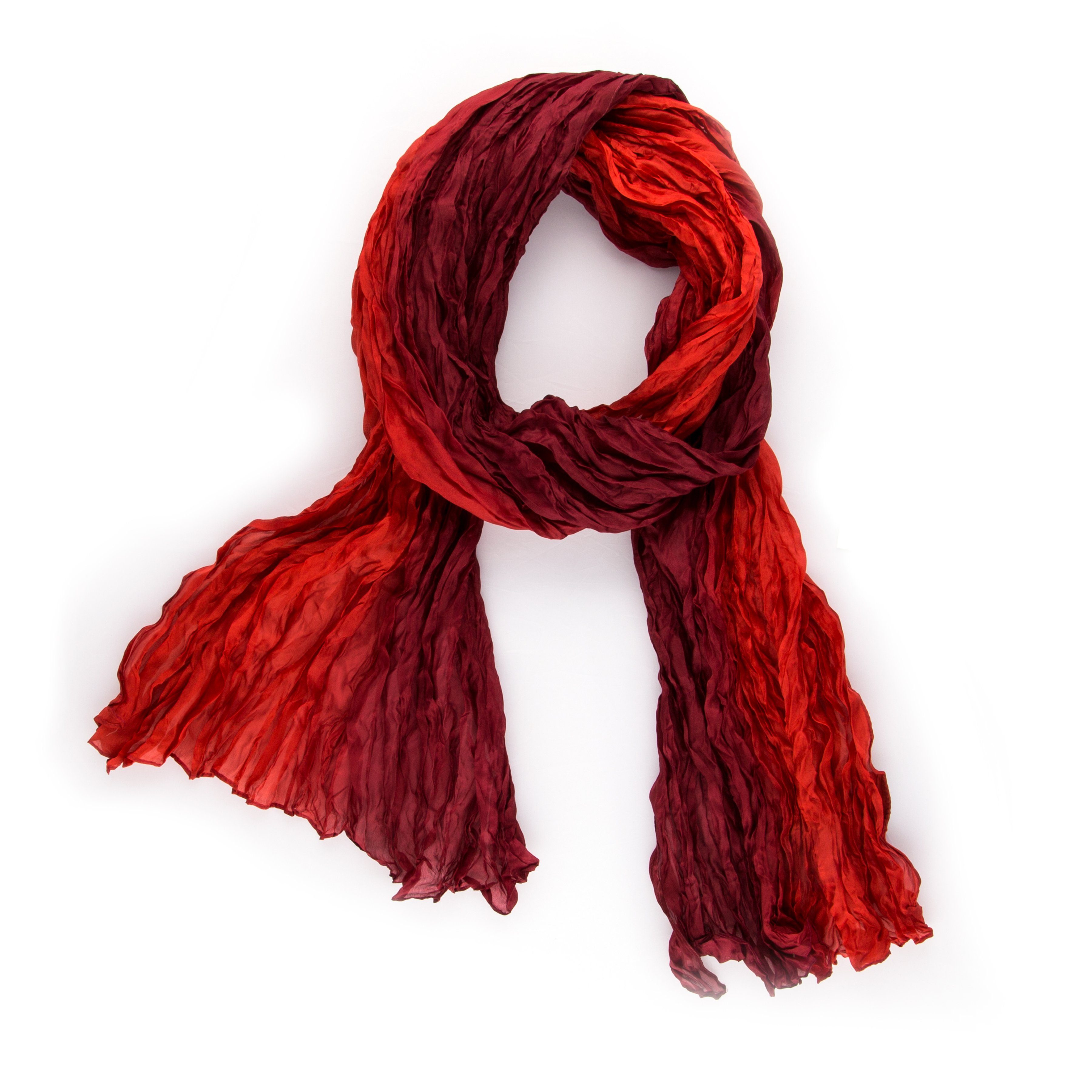 Silkroad Seidenschal Knitterschal Halstuch Schal XXL Farbverlauf Rot
