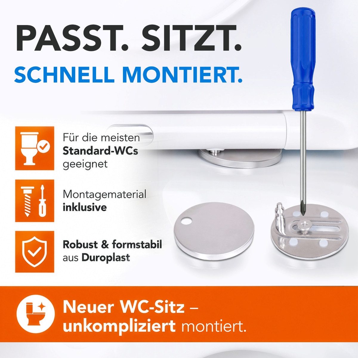 Belvit WC-Sitz Design Slim mit Absenkautomatik/Soft-Close Duroplast weiß dünn (1-St), Duroplast, Soft-Close-Funktion – Bild 4 von 5