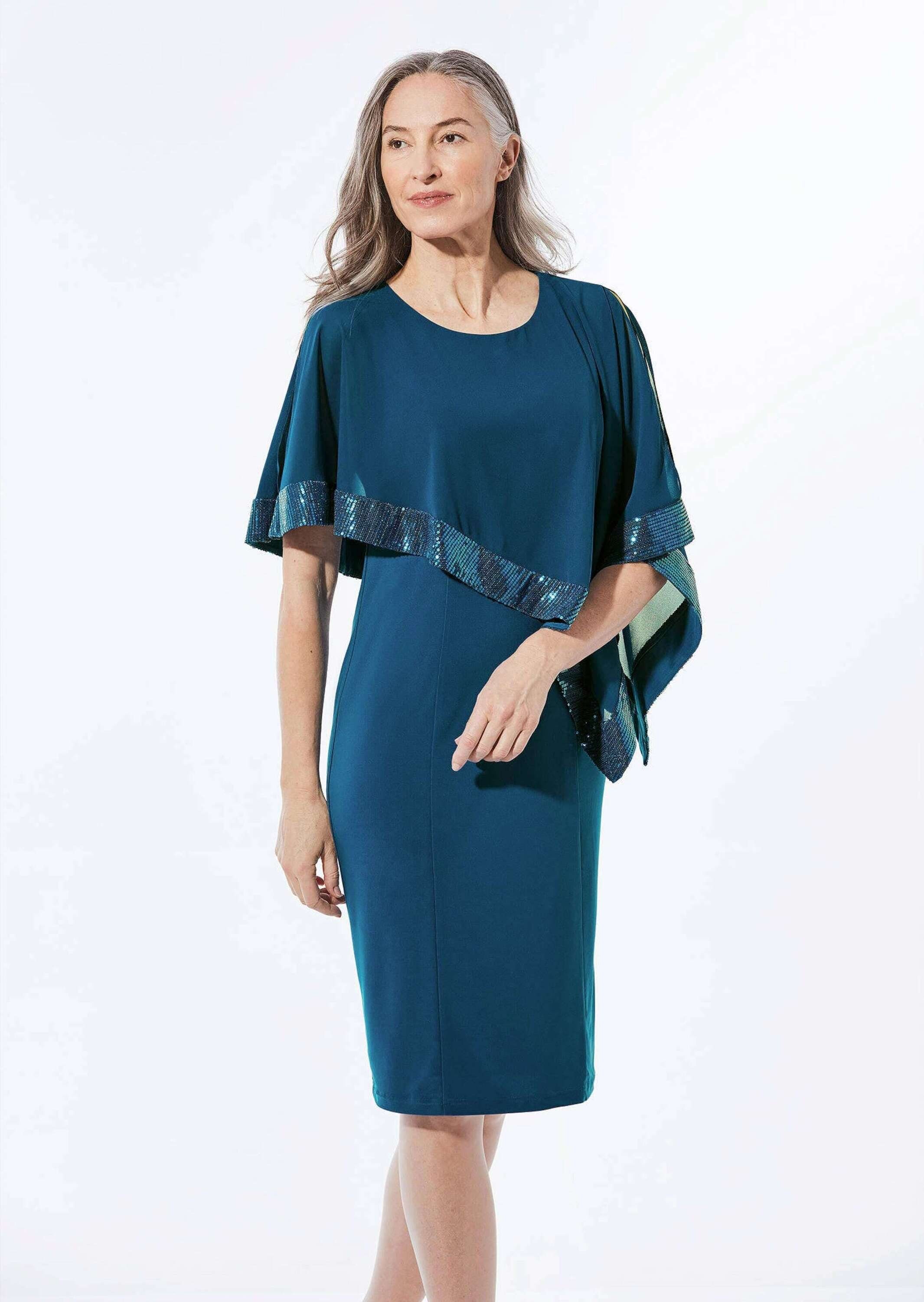 Abendkleid Kleid mit raffiniertem Chiffonüberwurf