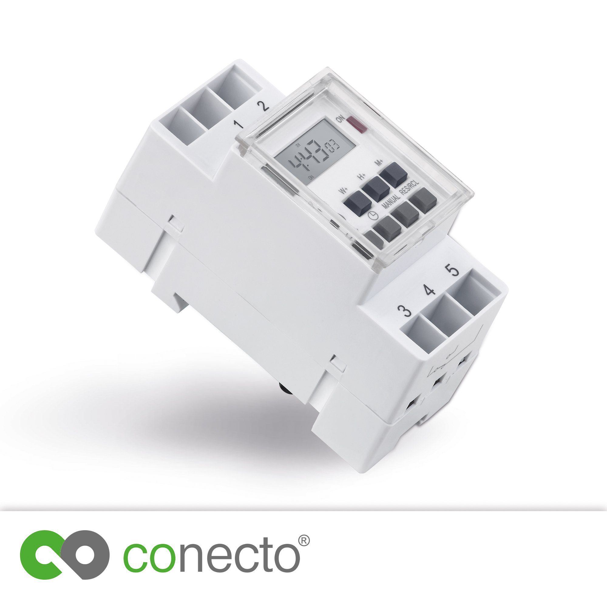 Digitale conecto IP20, conecto für Watt, Hutschienen, 3600 Zeitschaltuhr weiß Zeitschaltuhr