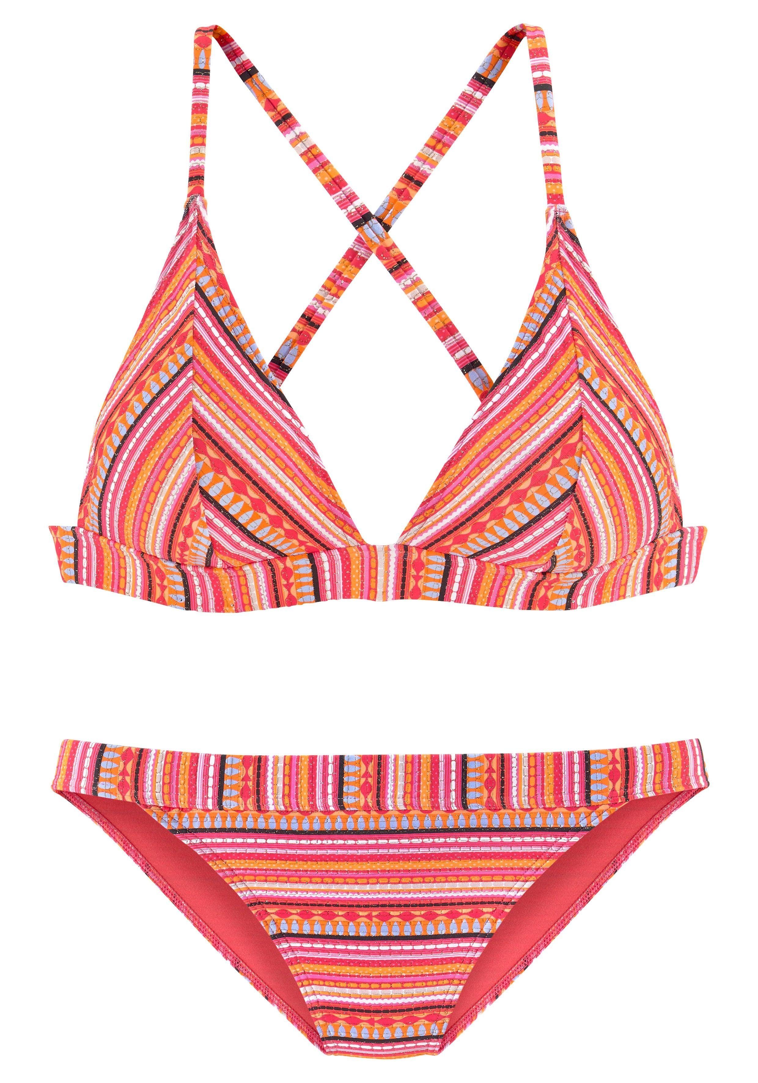 orange-gestreift glitzernden Triangel-Bikini mit Streifen LASCANA
