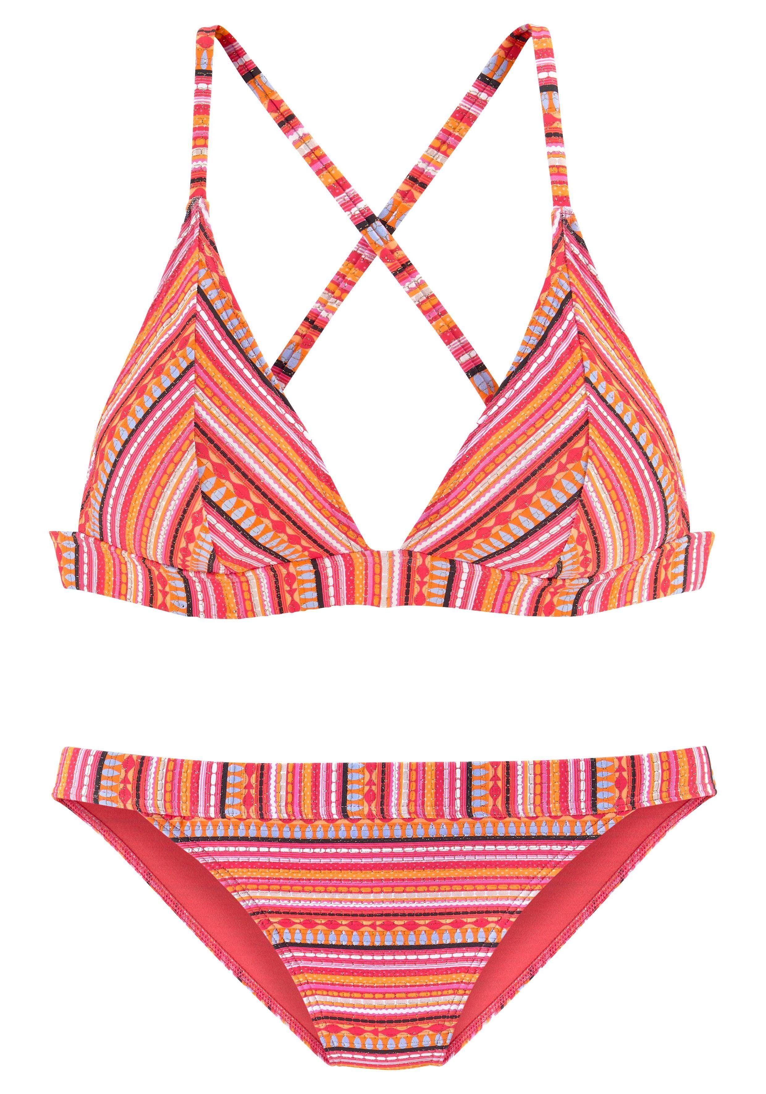 LASCANA Triangel-Bikini mit glitzernden Streifen günstig online kaufen