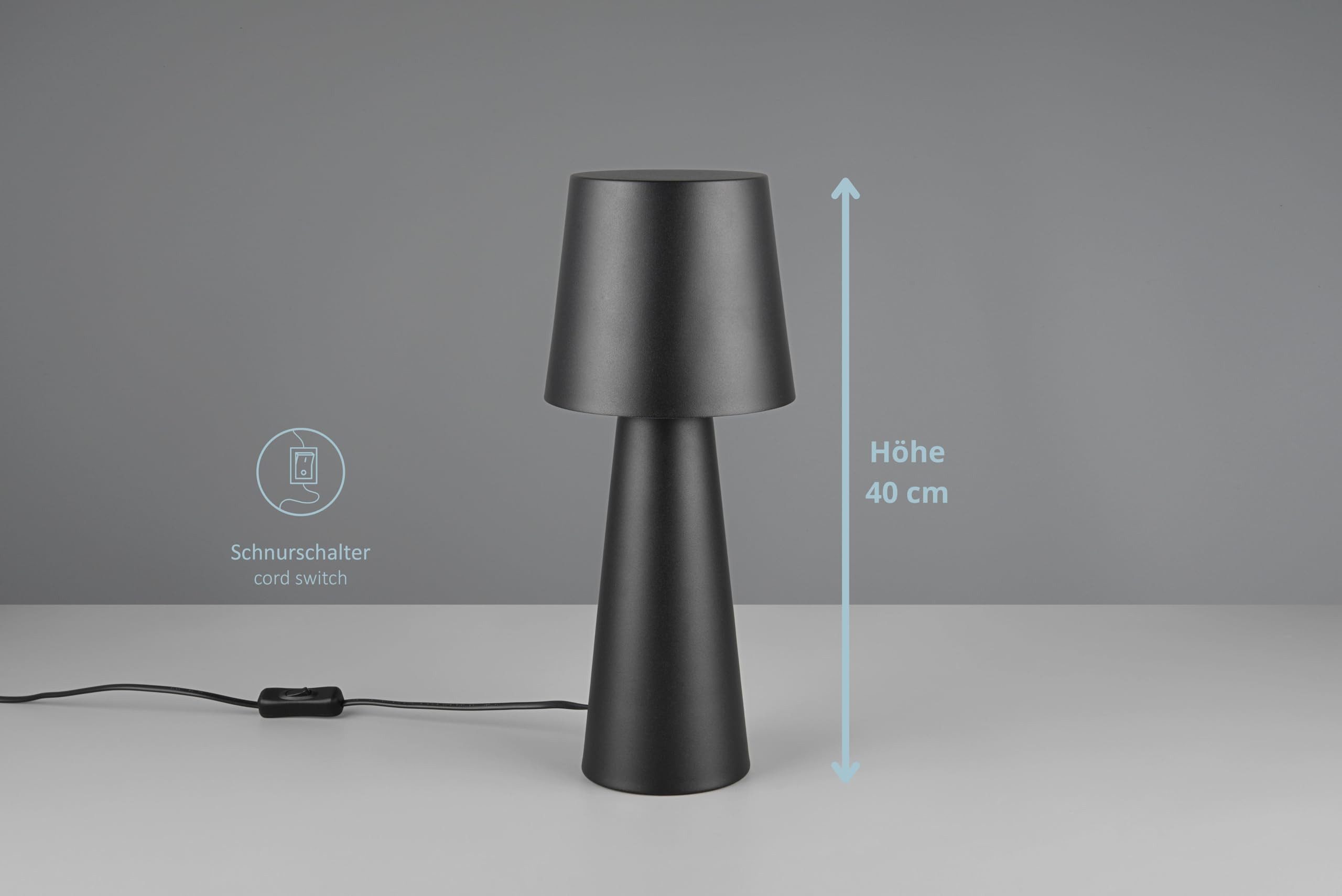 lightling Tischleuchte Hailey, ohne Leuchtmittel, mit Schnurschalter, IP20 Indoor, schwarz matt