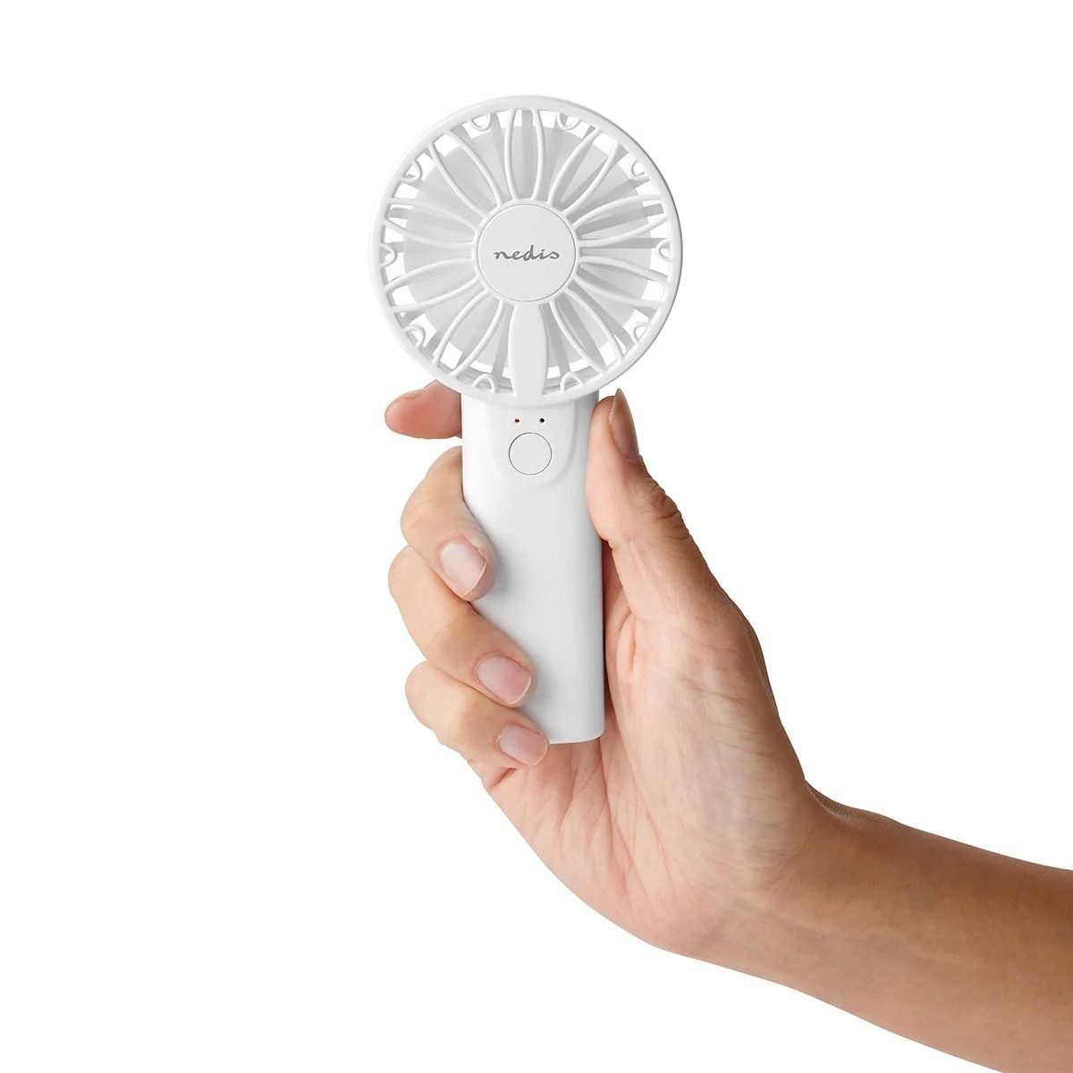 Nedis Handventilator Mini Handventilator weiß mit Tischständer 2 Stufen, 2 Geschwindigkeitsstufen