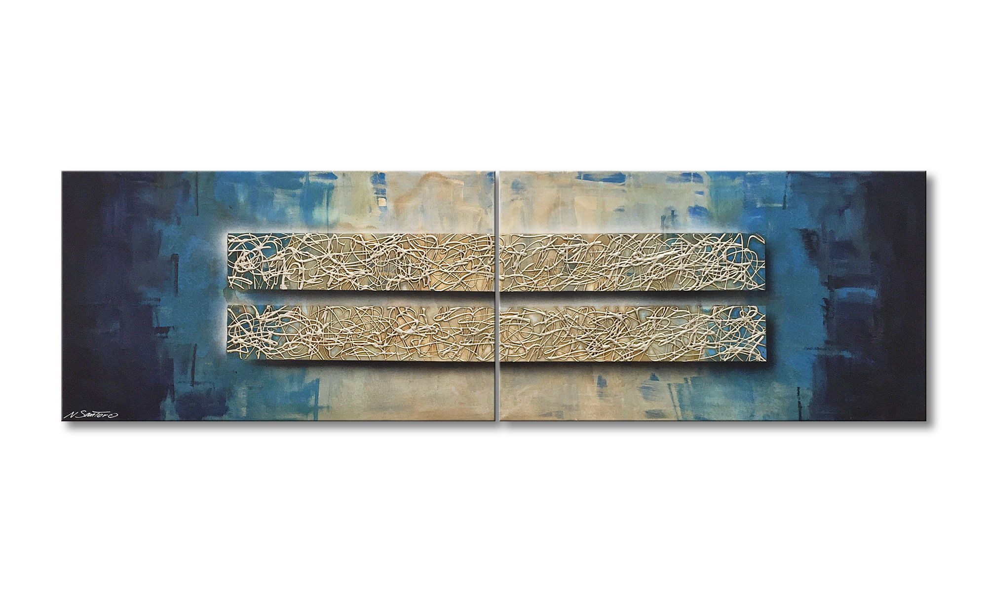 WandbilderXXL Gemälde Lively Silver 200 x 60 cm, Abstraktes Gemälde, handgemaltes Unikat