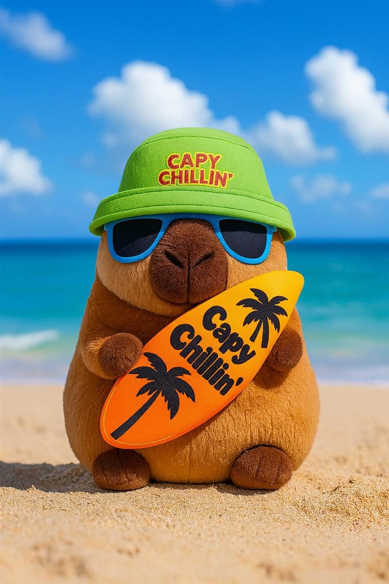 soma Kuscheltier Capybara Plüschtier Kuscheltier 25cm mit Surfbrett Spruch günstig online kaufen