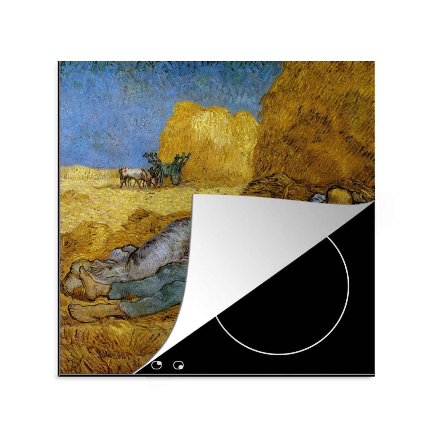 MuchoWow Herdblende-/Abdeckplatte Die Siesta - Gemälde von Vincent van Gogh, Vinyl, (1 tlg), 78x78 cm, Ceranfeldabdeckung, Arbeitsplatte für küche