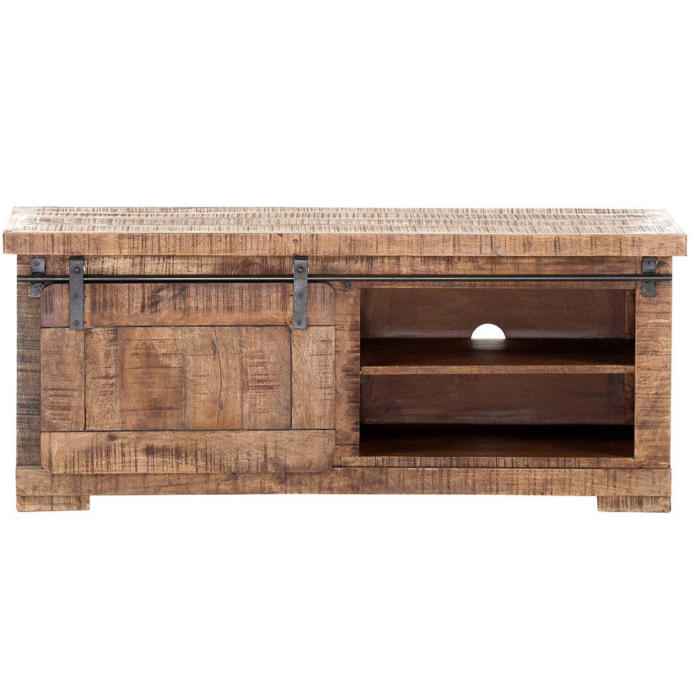Lomadox Lowboard KARLSTAD-123, Wohnzimmer TV in Mangoholz natur massiv, B/H/T ca. 120/50/47 cm