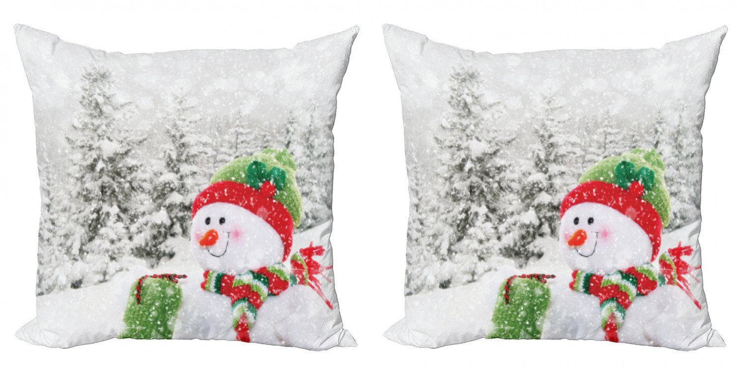 Kissenbezüge Modern Accent Doppelseitiger Digitaldruck, Abakuhaus (2 Stück), Weihnachten Snowy Woodland Urlaub