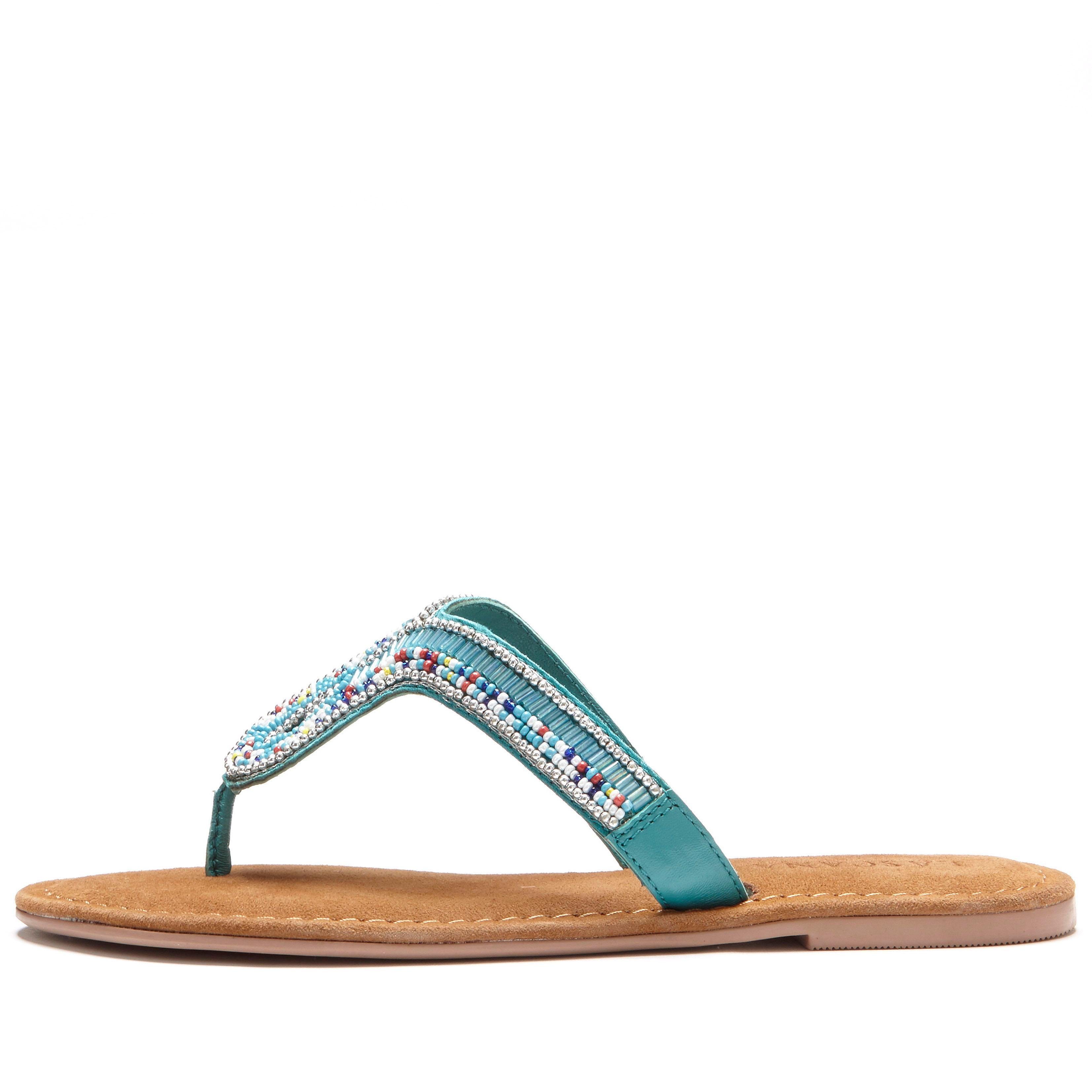 LASCANA Sommerschuh, offener Schuh, Pantolette, Sandale, Zehentrenner aus Leder mit Zierperlen
