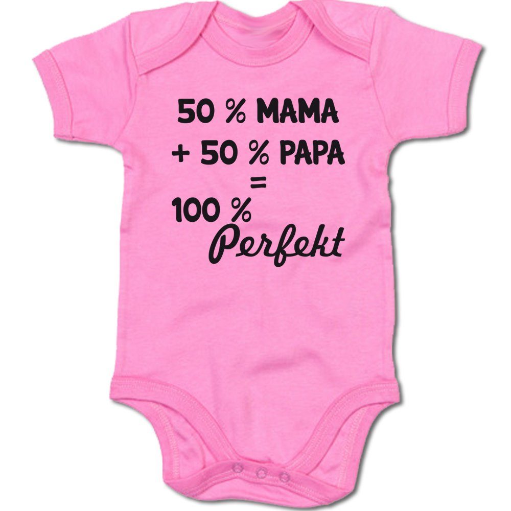 G-graphics Kurzarmbody 50 % Mama + 50 % Papa = 100 % Perfekt Baby Body mit Spruch / Motiv / Aufdruck • zur Geburt / Babyparty