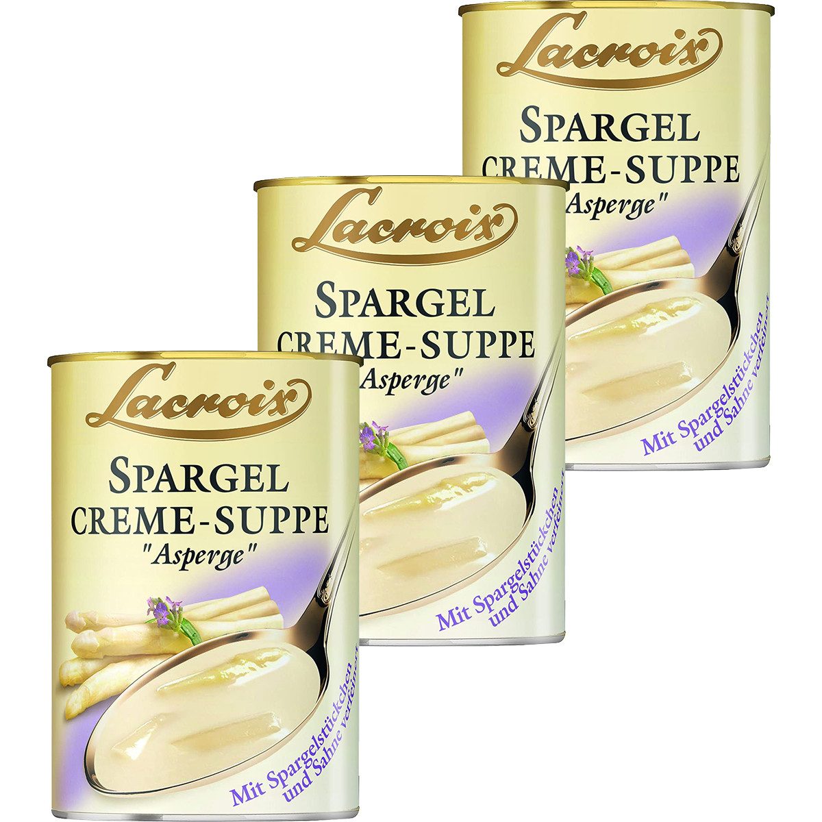 Lacroix Fertiggericht, Lacroix Spargel Creme Suppe cremig mit Spargelstückchen 400ml 3er Pack